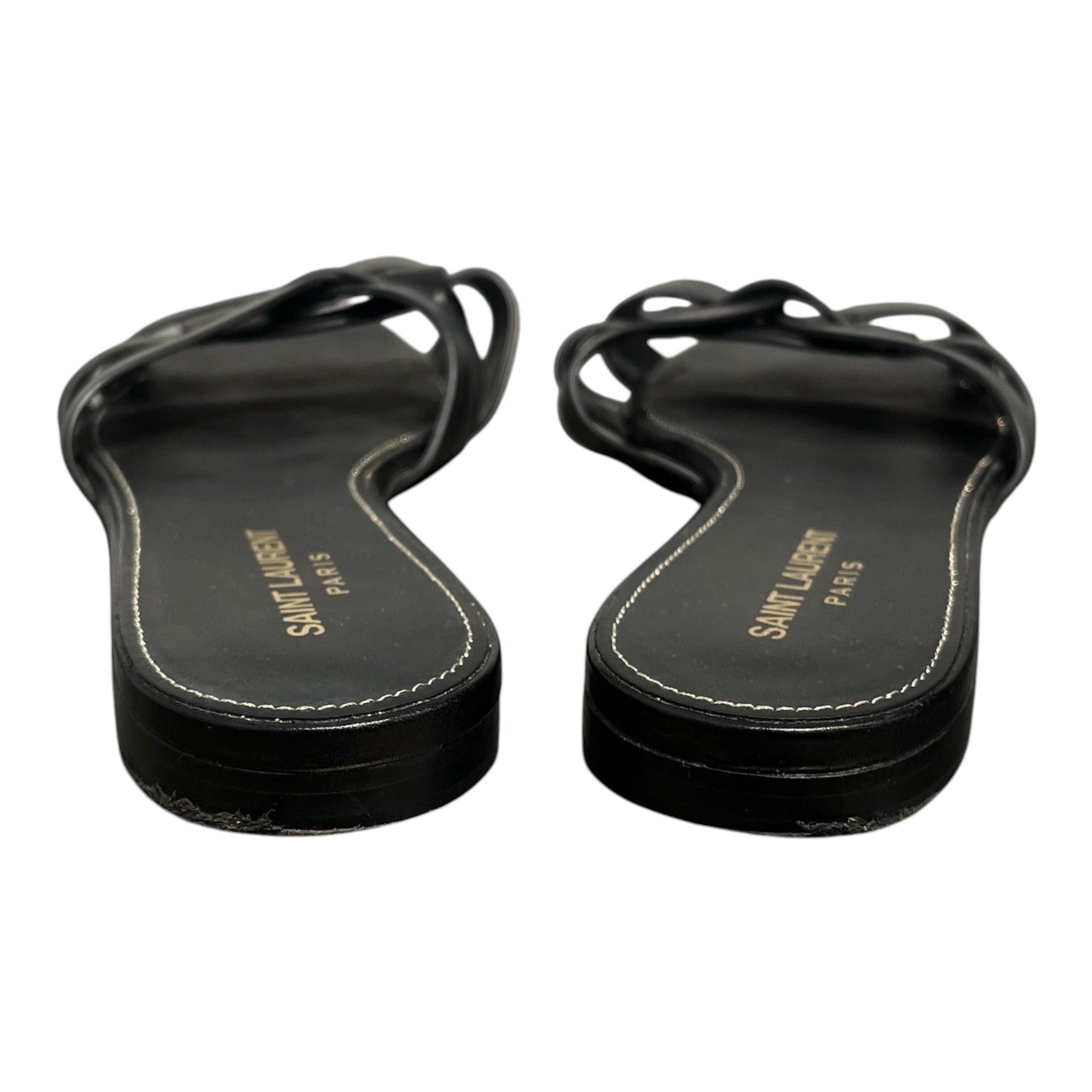 YVES SAINT LAURENT/Sandals/EU 40/Leather/BLK/LEATHER SLIDES view 3