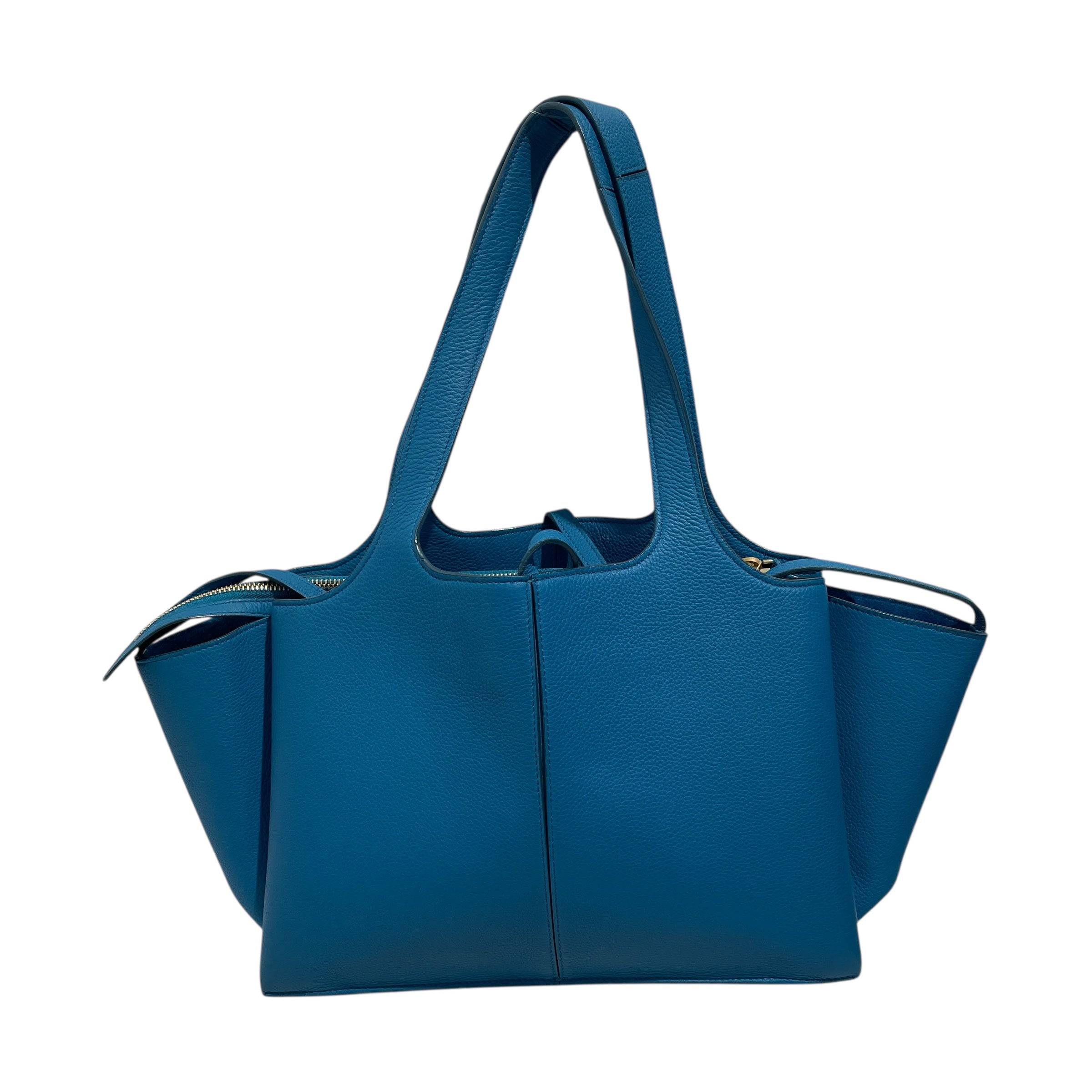 CELINE/Tote Bag/Leather/BLU/Trifold leather tote in teal view 2