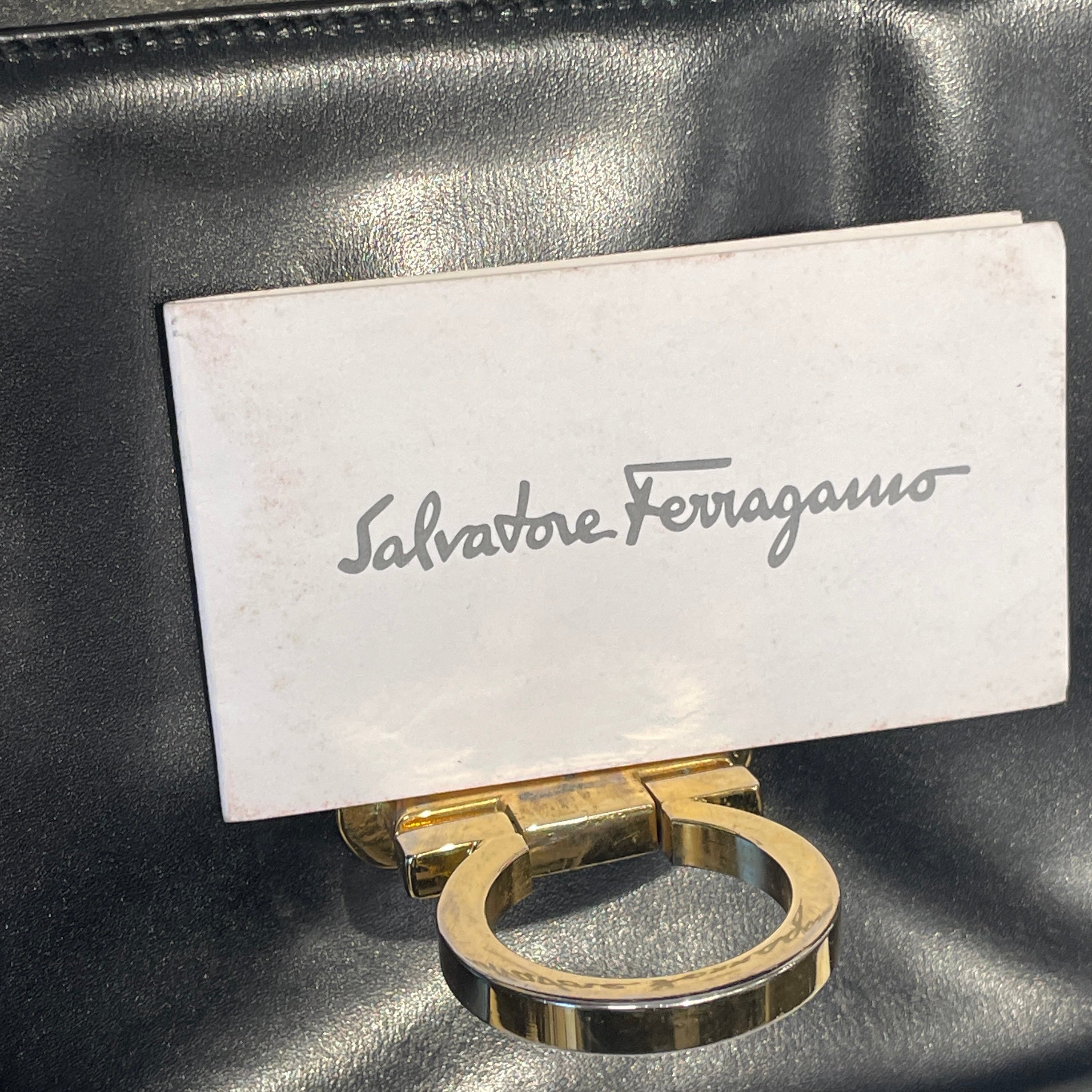 Salvatore Ferragamo/Bag/Leather/BLK/GANCINI GOLD HARDWARE view 8