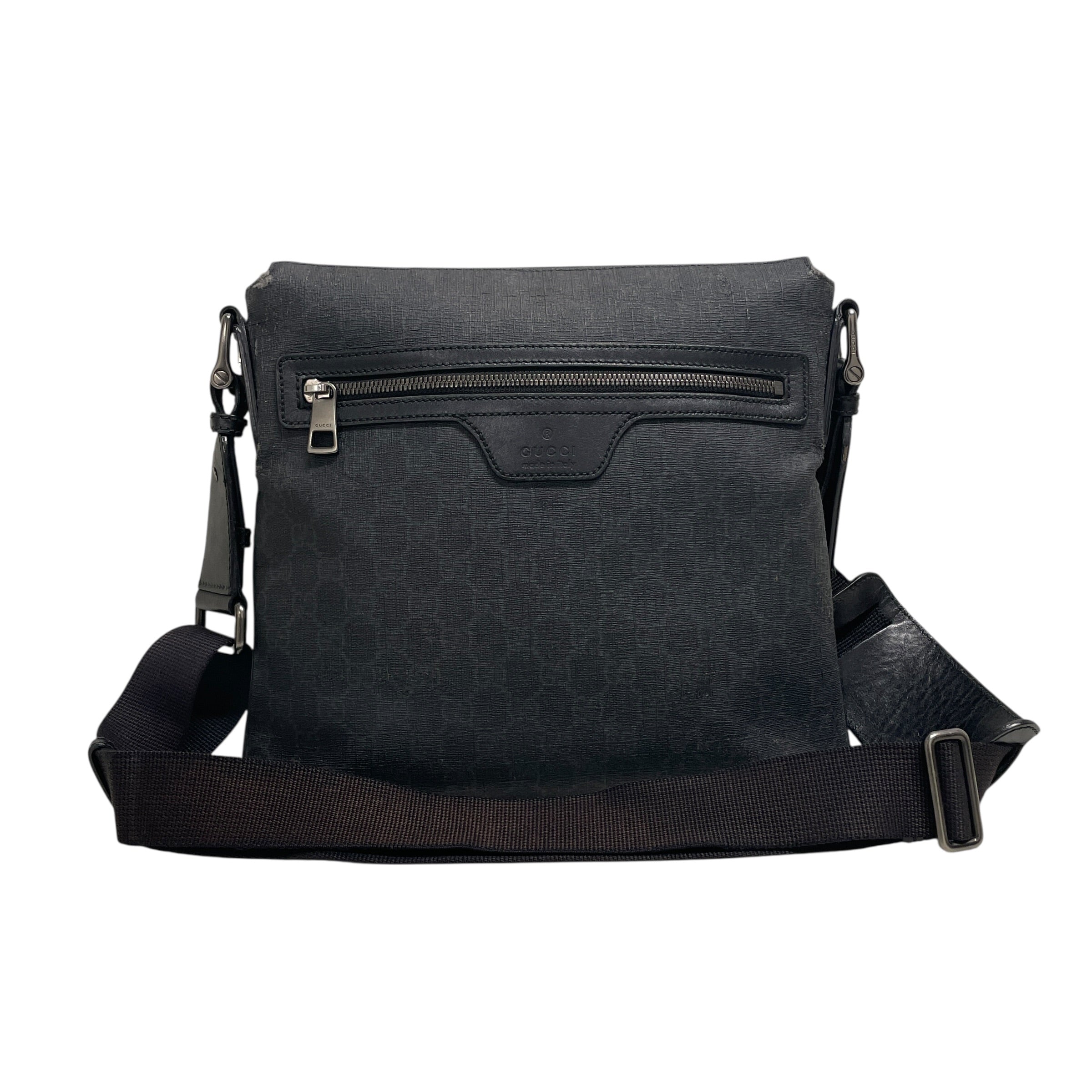 GUCCI/Cross Body Bag/Monogram/Cotton/BLK/MESSENGER/COATED CANVAS view 2