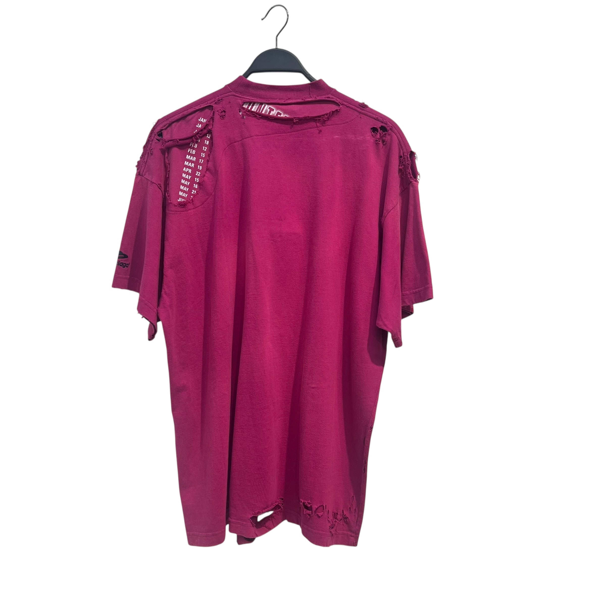 BALENCIAGA/T-Shirt/L/Cotton/PNK/DISTRESSED/ DATES ON SHOULDER view 2