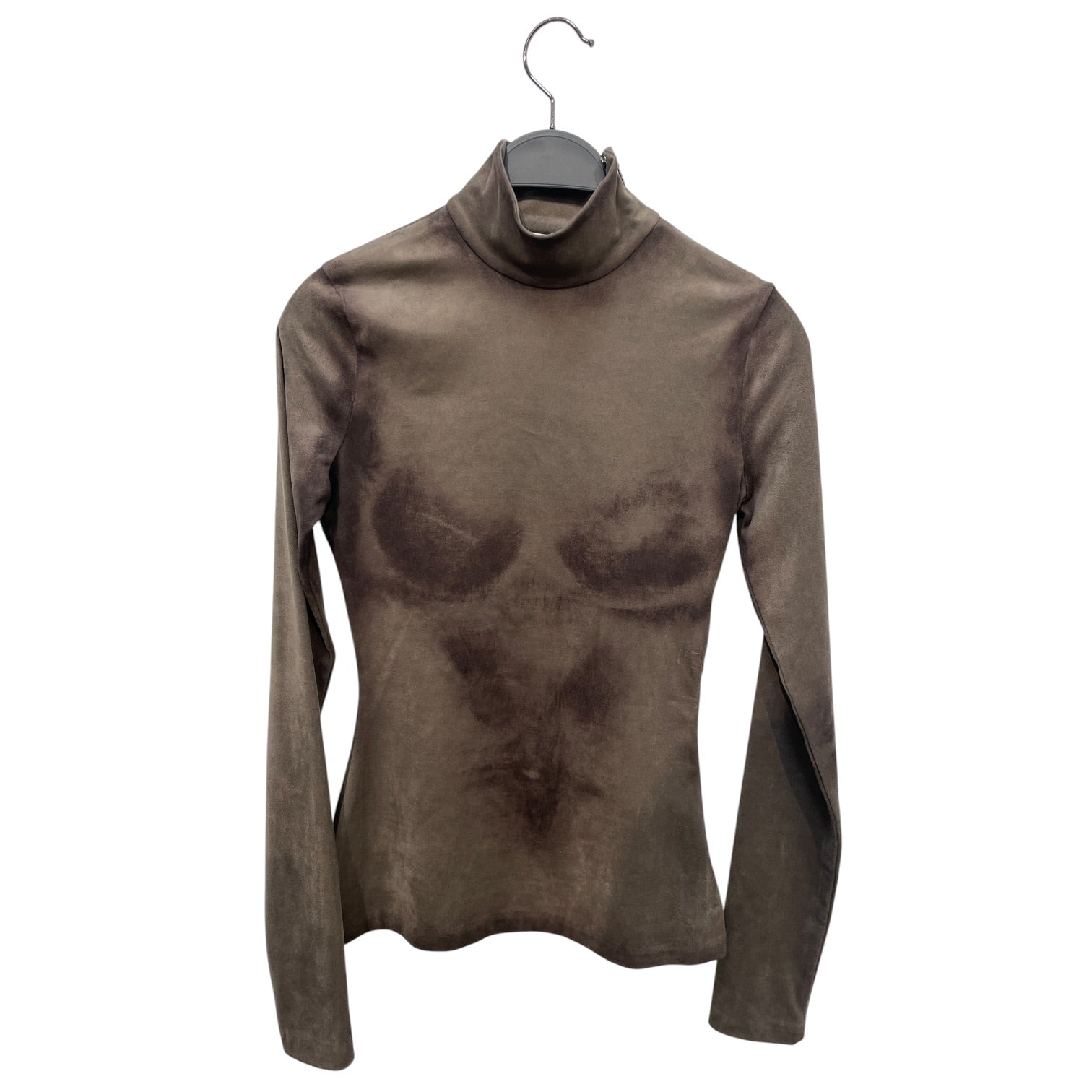 Acne Studios/LS T-Shirt/XS/Polyester/GRY/Turtle Neck/body print suede finish view 1