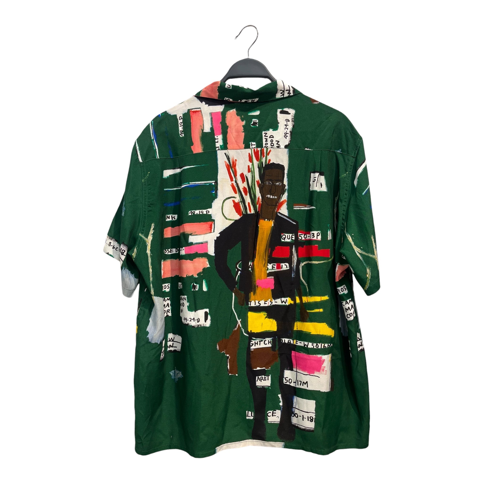 THE GUILTY PARTIES/WACKO MARIA/SS Shirt/L/Rayon/GRN/All Over Print/JEAN MICHEL BASQUIAT PRINT view 3