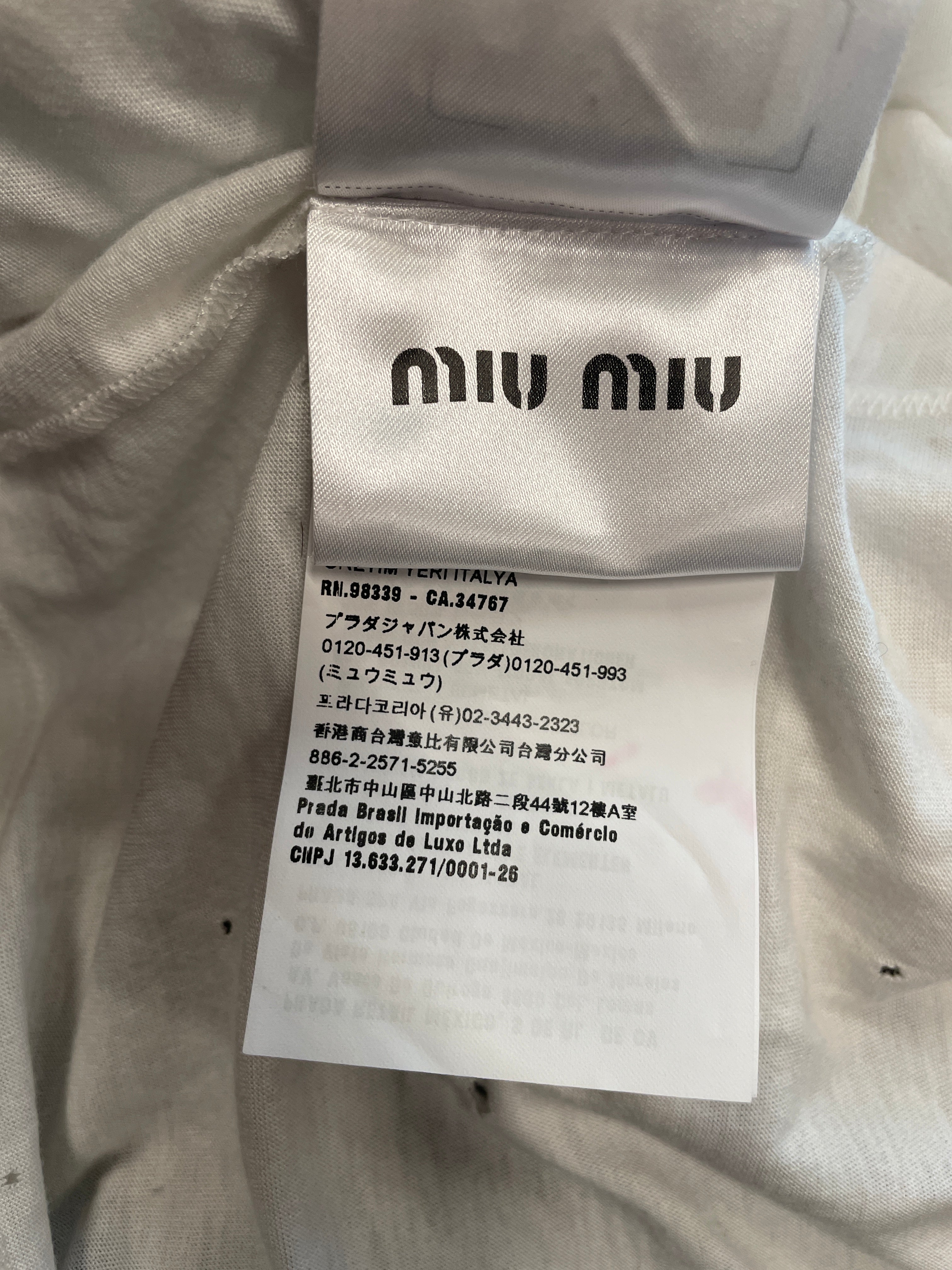 MIU MIU/T-Shirt/S/Cotton/WHT/RHINESTONE NECK\BACK ZIP view 7