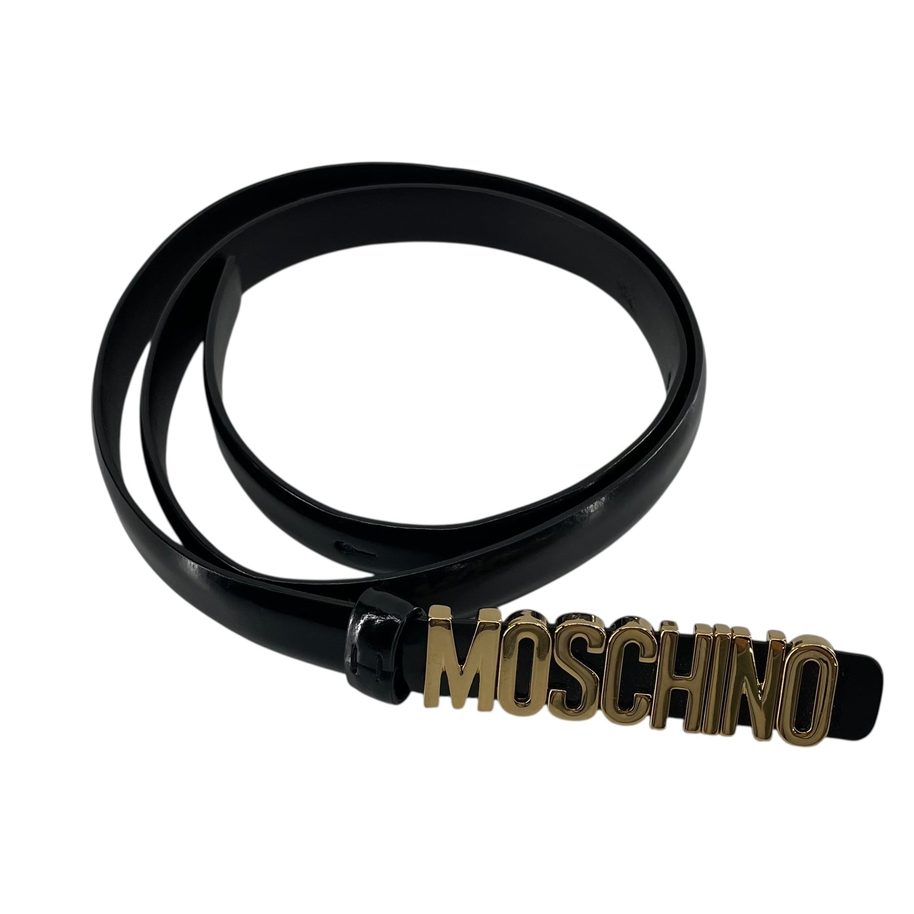 MOSCHINO/Belt/Leather/BLK/GOLD LOGO view 1