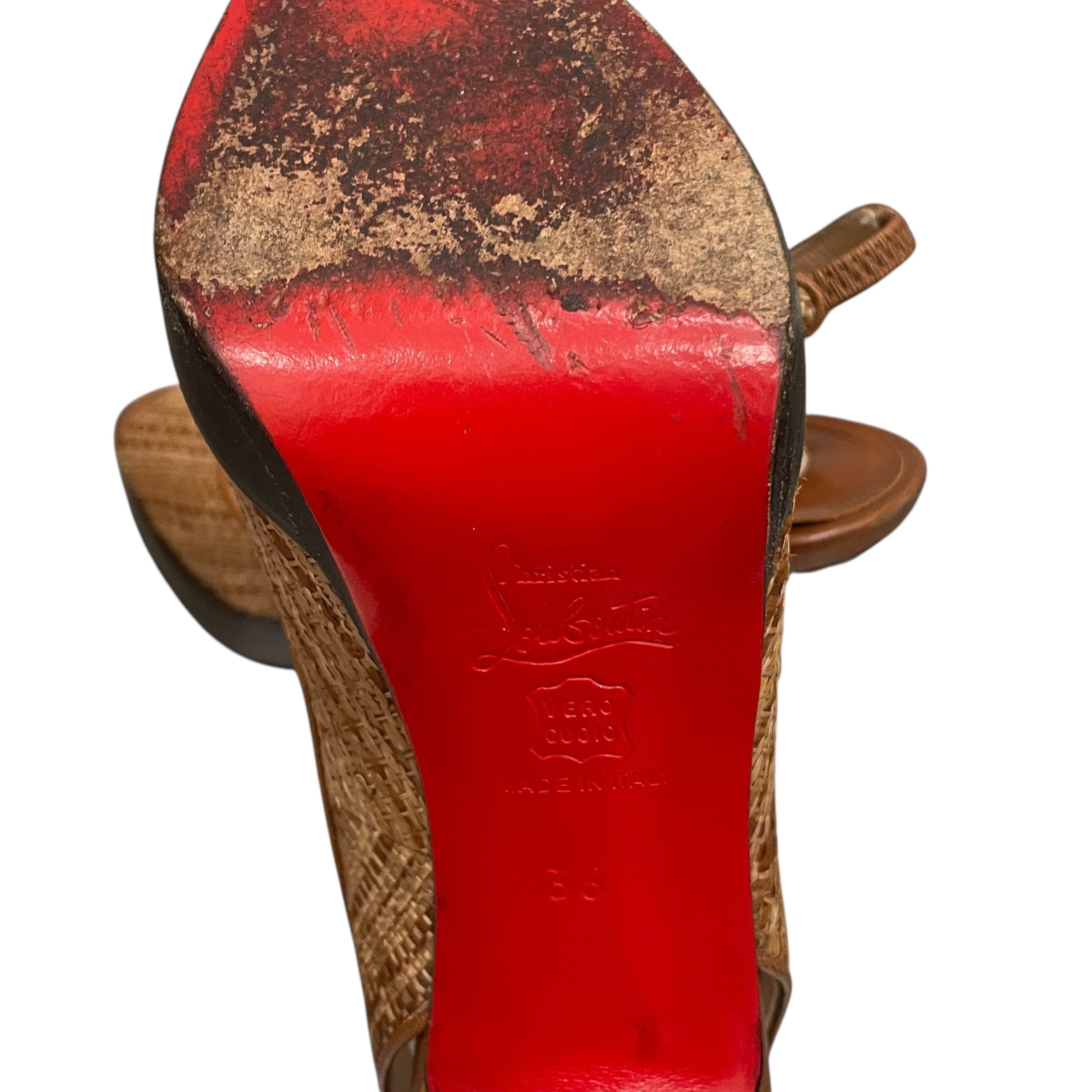 Christian Louboutin/Heels/EU 36/Leather/BRW/WOVEN PUMP RAFFIA view 3