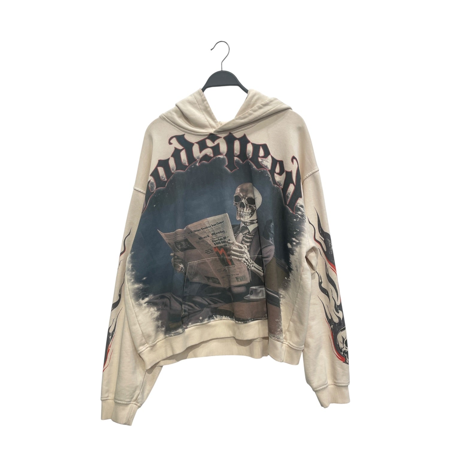 GODSPEED NEW YORK/Hoodie/XXL/Graphic/Cotton/CRM/SKELETON NEWSPAPER GRAPHIC view 1
