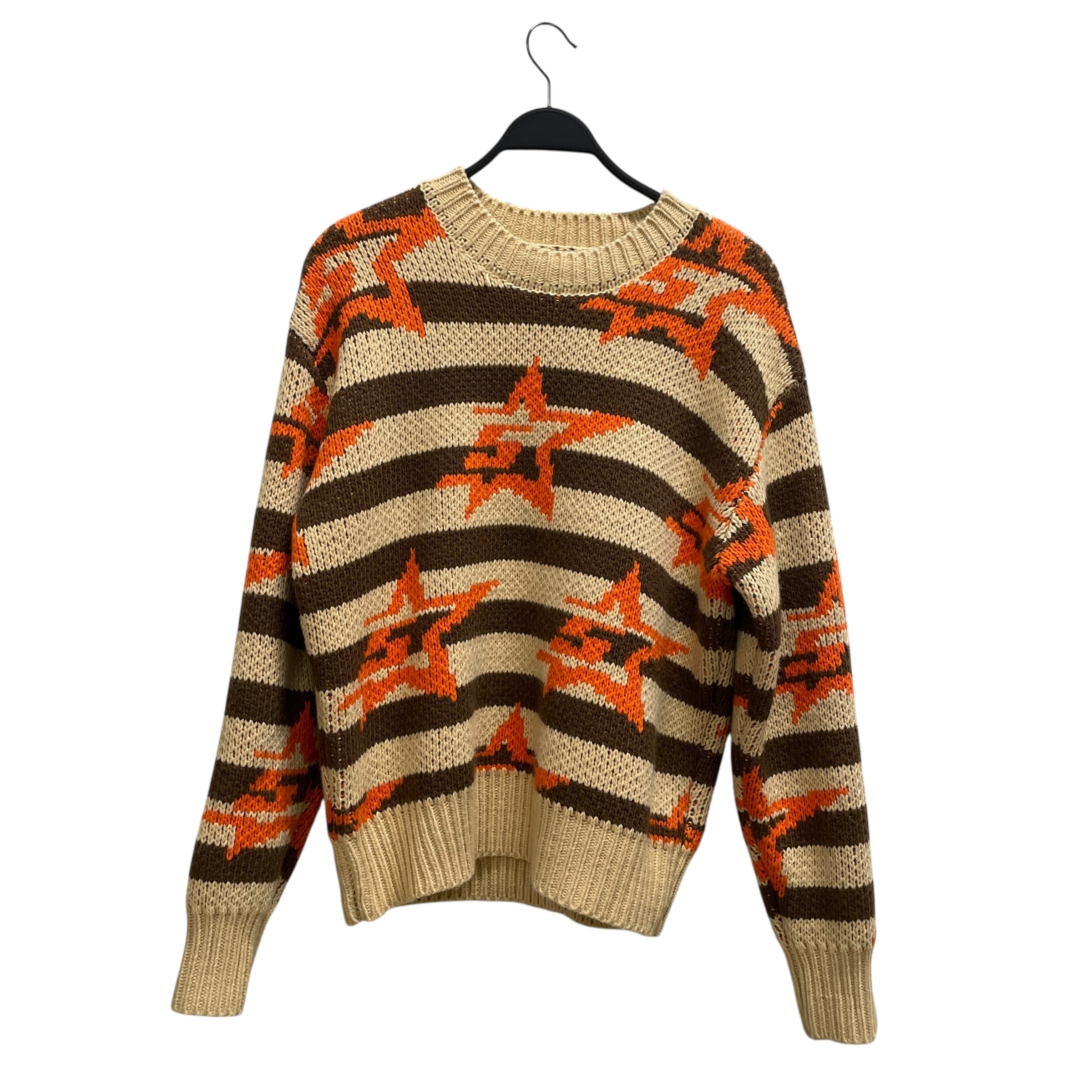 Sp5der/Sweater/S/Stripe/Cotton/BEG/BROWN STRIPES/ORANGESTAR view 1