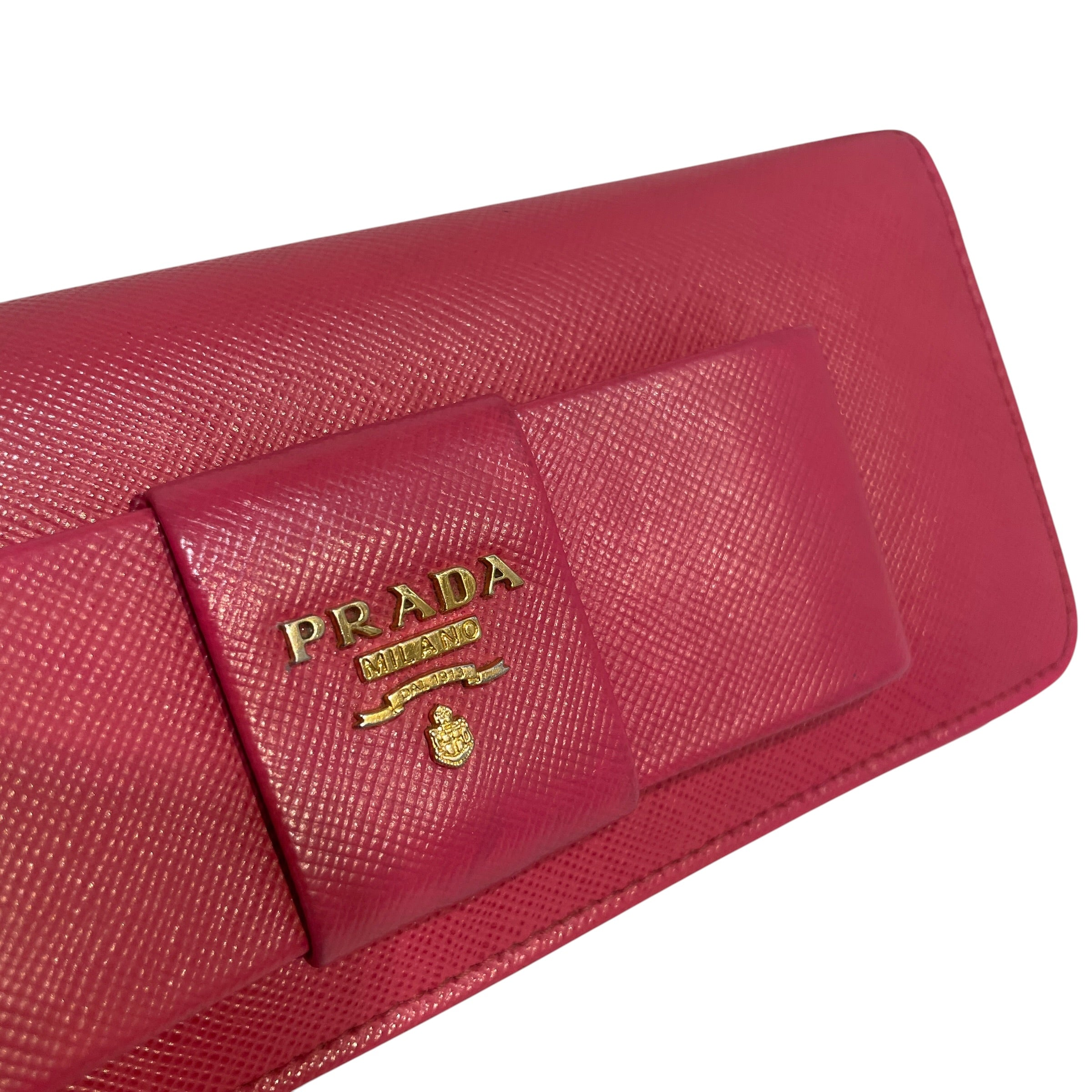 PRADA/Long Wallet/Leather/PNK/Saffiano Bow Wallet view 4