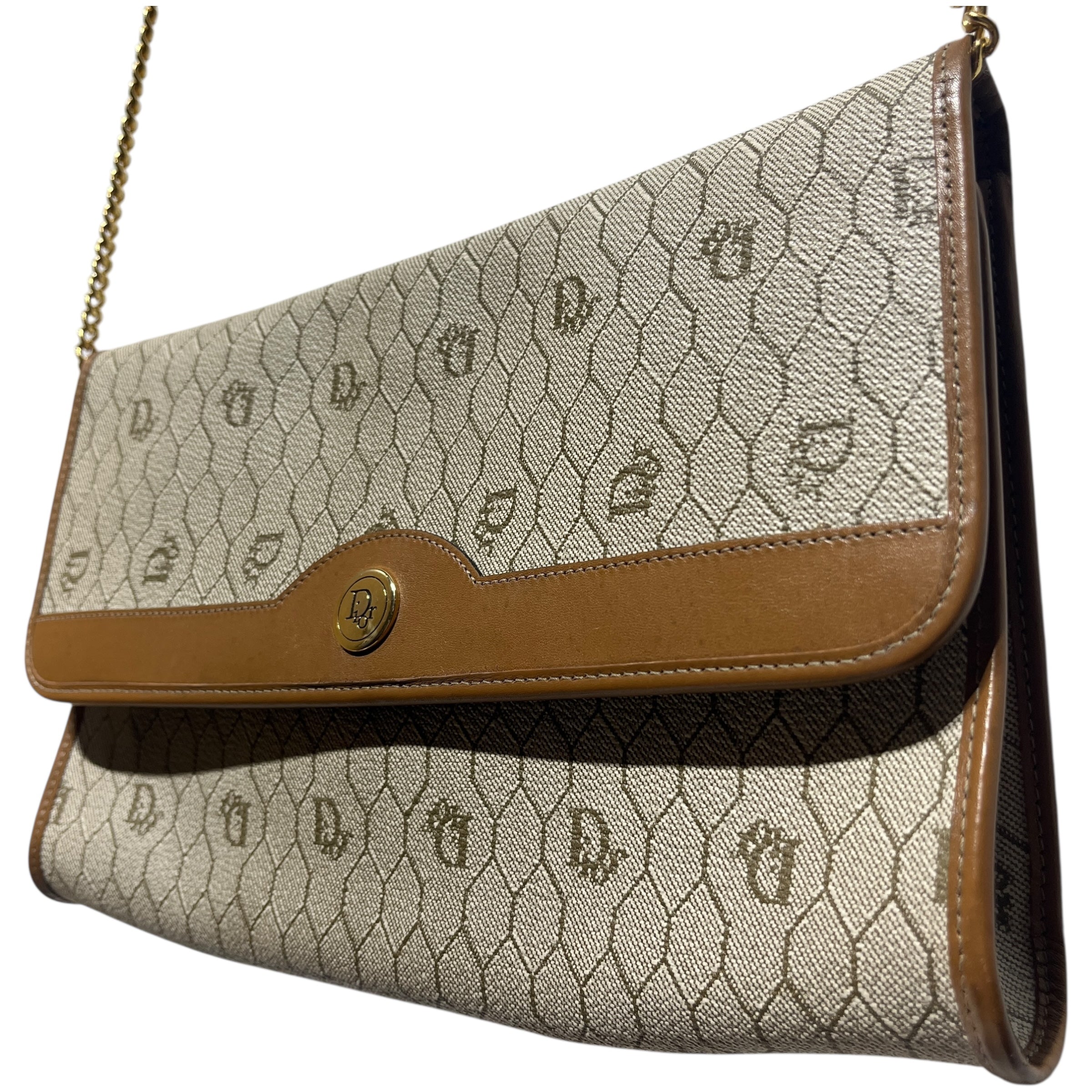 Christian Dior/Cross Body Bag/All Over Print/Leather/CRM/HONEYCOMB view 3