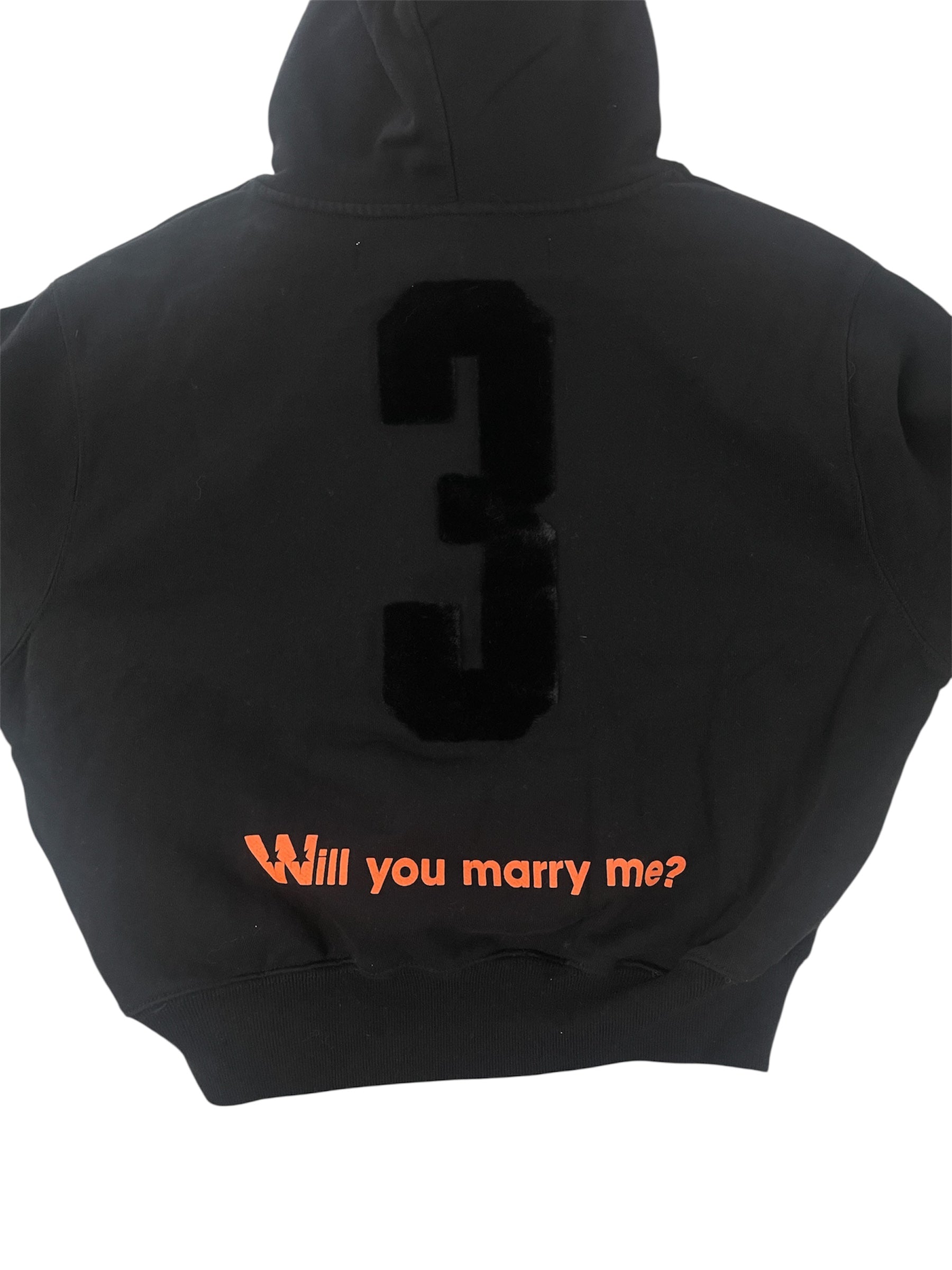 OFF-WHITE/Hoodie/XS/Cotton/BLK/OFF WILL YOU MARRY ME view 4