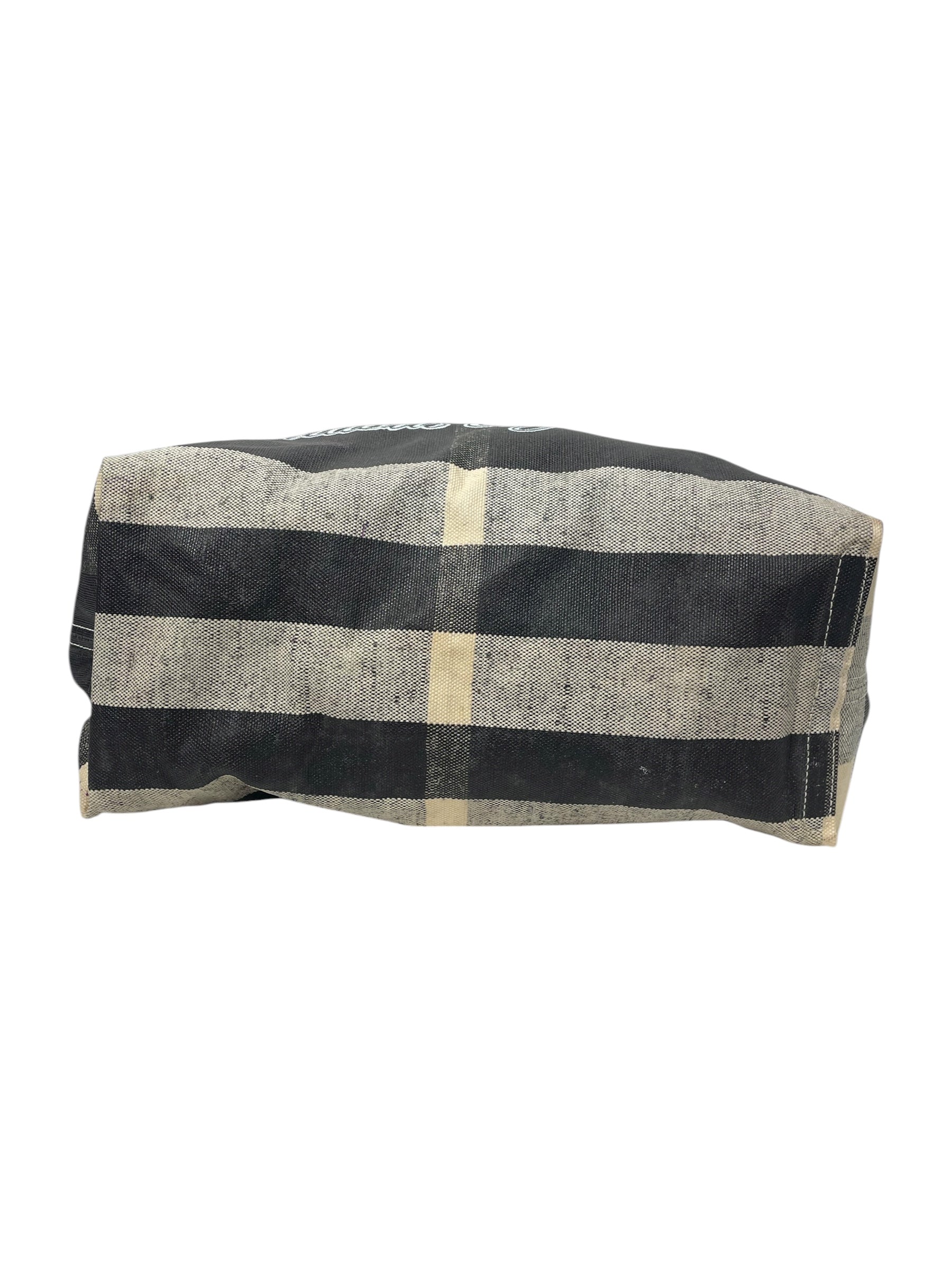 BURBERRY LONDON/Tote Bag/Gingham Check/BLK/WOVEN TOTE BAGE BURBERRY LOGO view 5