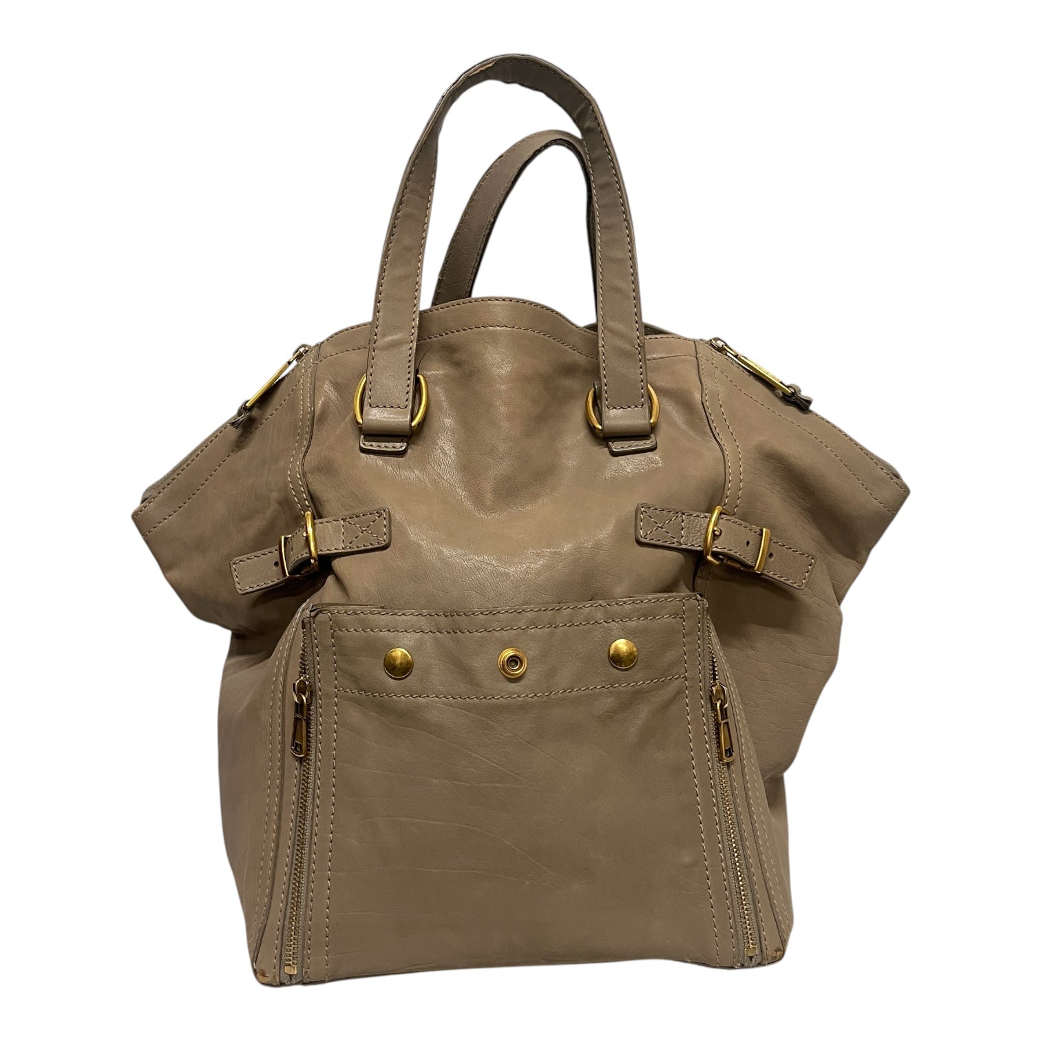 YVES SAINT LAURENT/Tote Bag/Leather/BEG/downtown bag view 1