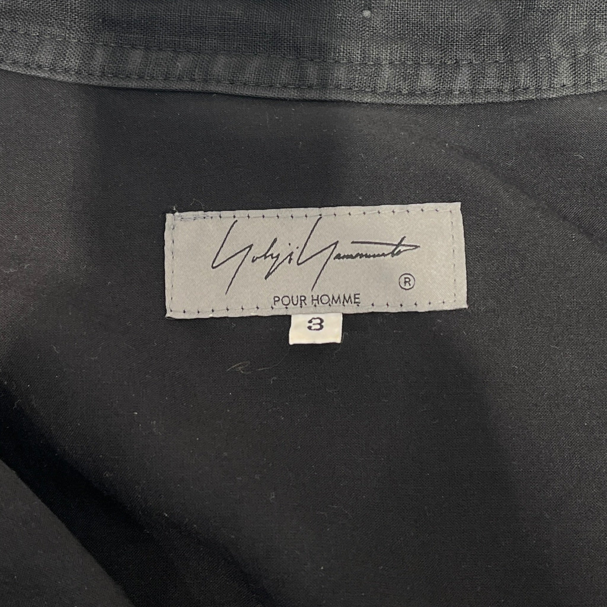 yohji yamamoto POUR HOMME/LS Shirt/3/Cotton/BLK/ASYMMETRICAL COLLAR/LONG view 3