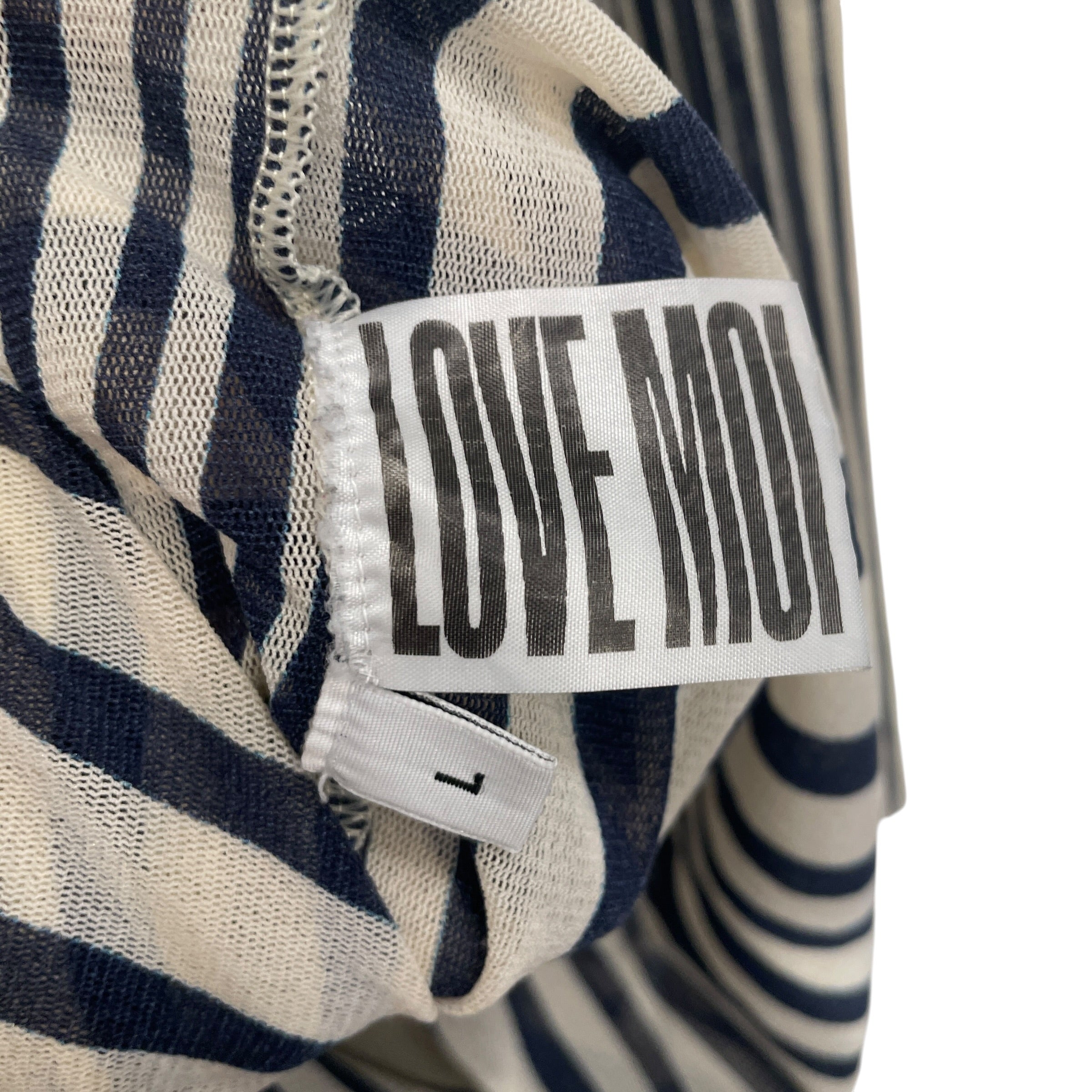 Jean Paul Gaultier/LS Dress/L/All Over Print/Polyester/WHT/BLUE STRIPED ACCENTS ALL OVER view 4