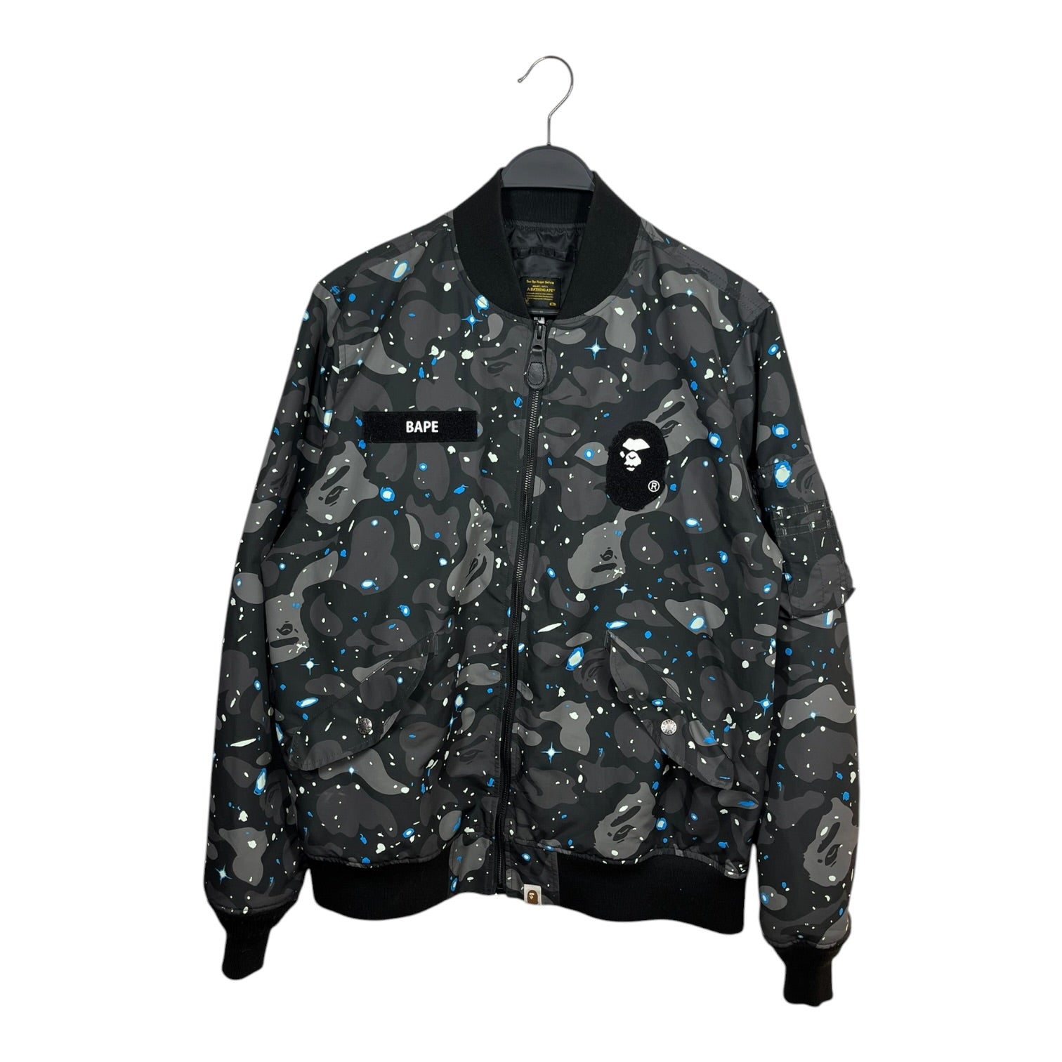 A BATHING APE/Flight Jkt/M/Polyester/BLK/Camouflage/CAMO BOMBER view 1
