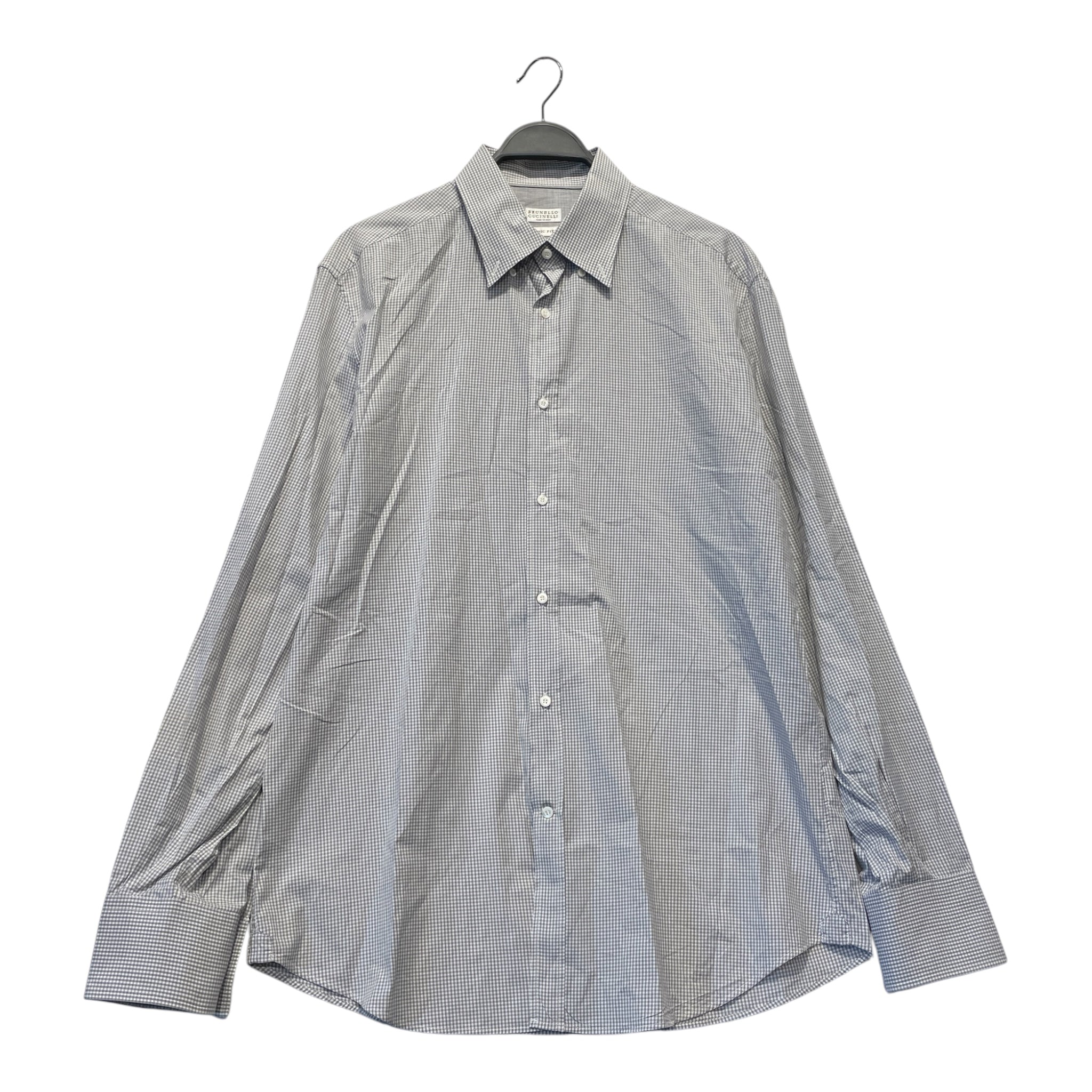 BRUNELLO CUCINELLI/LS Shirt/XXL/Cotton/GRY/Plaid/ view 1