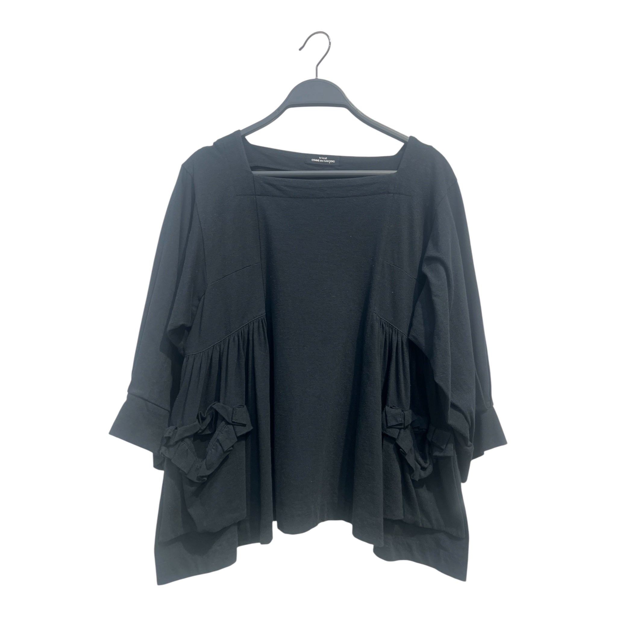 tricot COMME des GARCONS/Blouse/S/Cotton/BLK/2 OPENINGS ON FRONT view 1