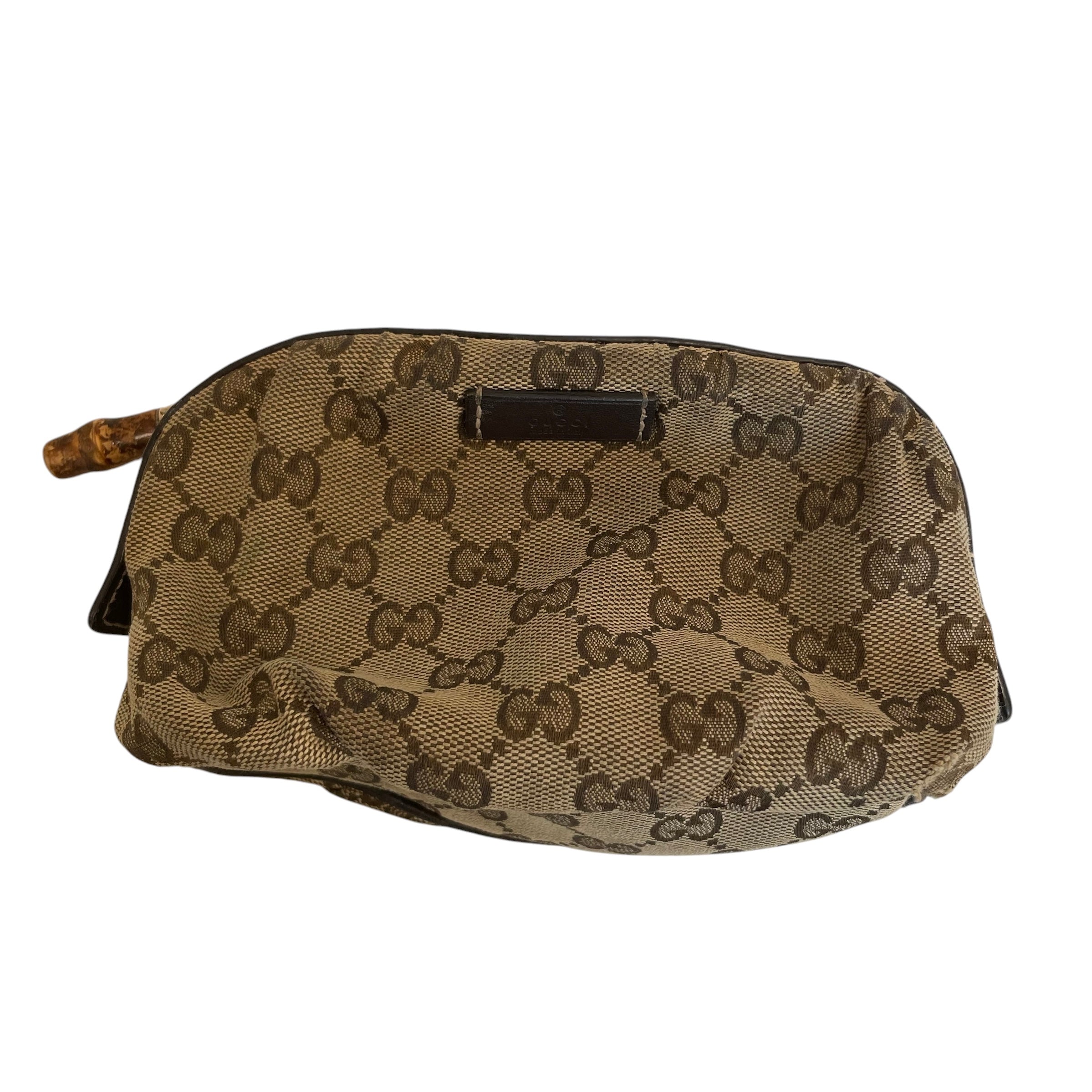GUCCI/Pouch/Monogram/Cotton/KHK/Bamboo Zipper GG Cosmetic Case view 1