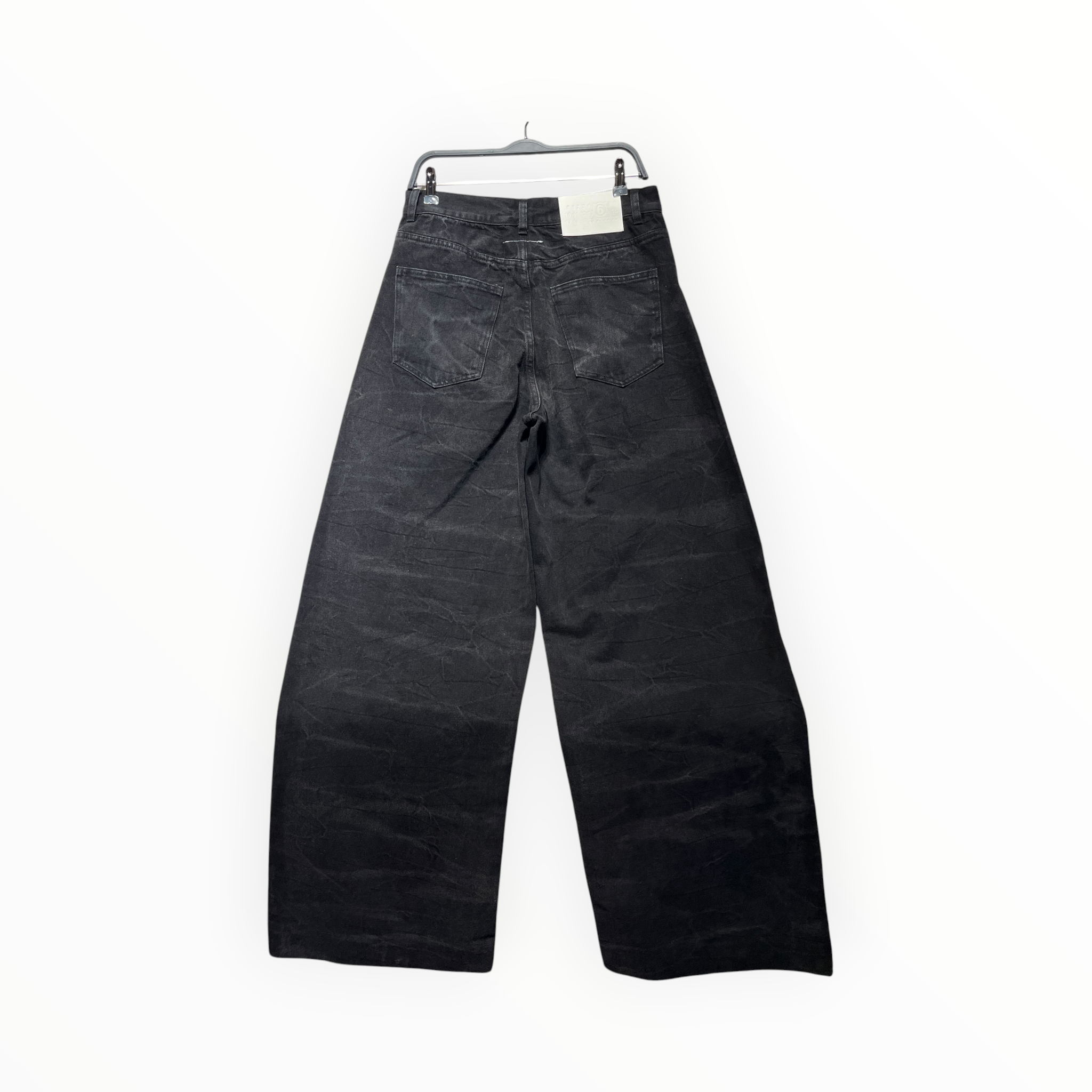 MM6/Pants/29/Denim/BLK/wide leg washed creasing view 2