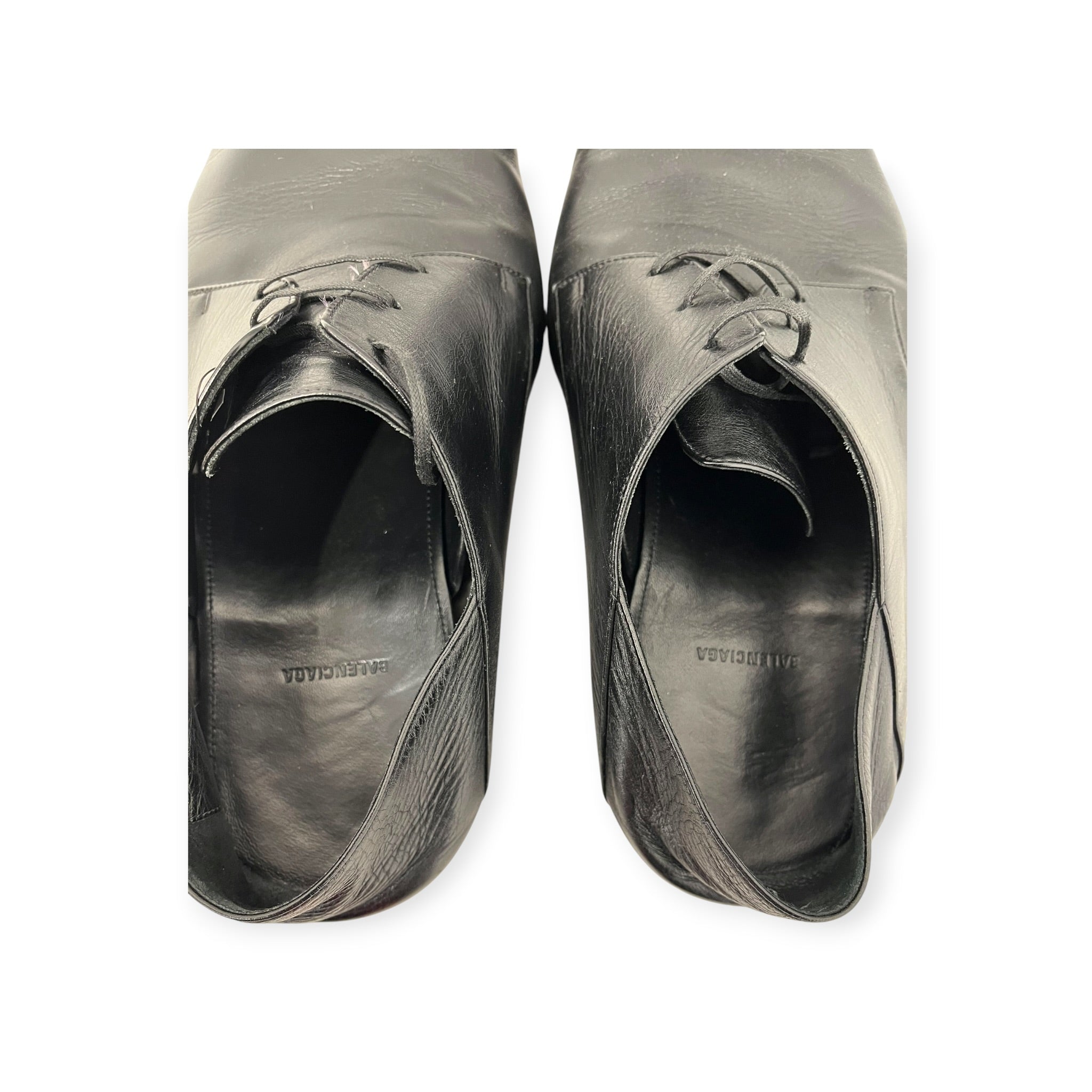 BALENCIAGA/Loafers/EU 43/Leather/BLK/TIN FOIL TIP DESIGN LACE UP view 10