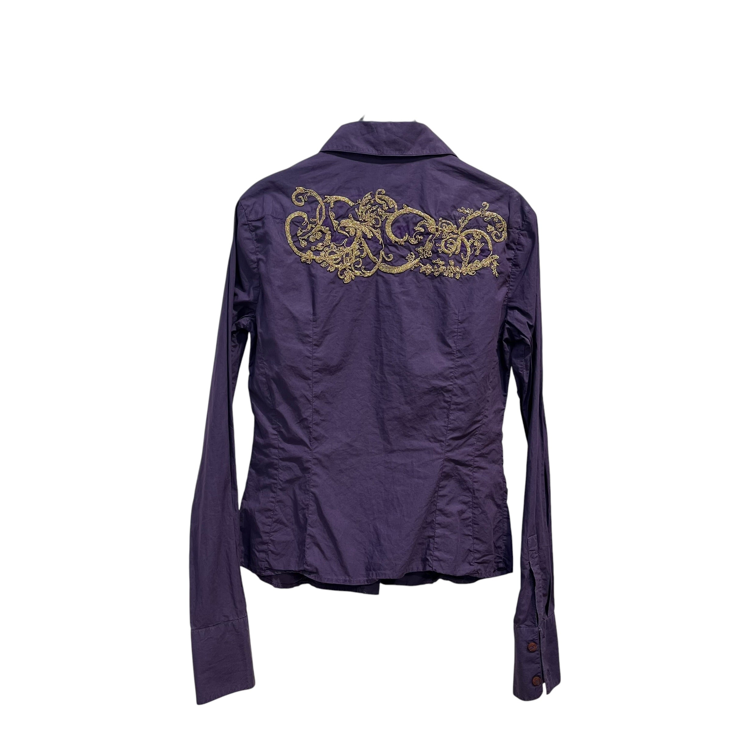VERSACE JEANS COUTURE/LS Shirt/M/Floral Pattern/Cotton/PPL/GOLD FLORAL BACK HIT view 2
