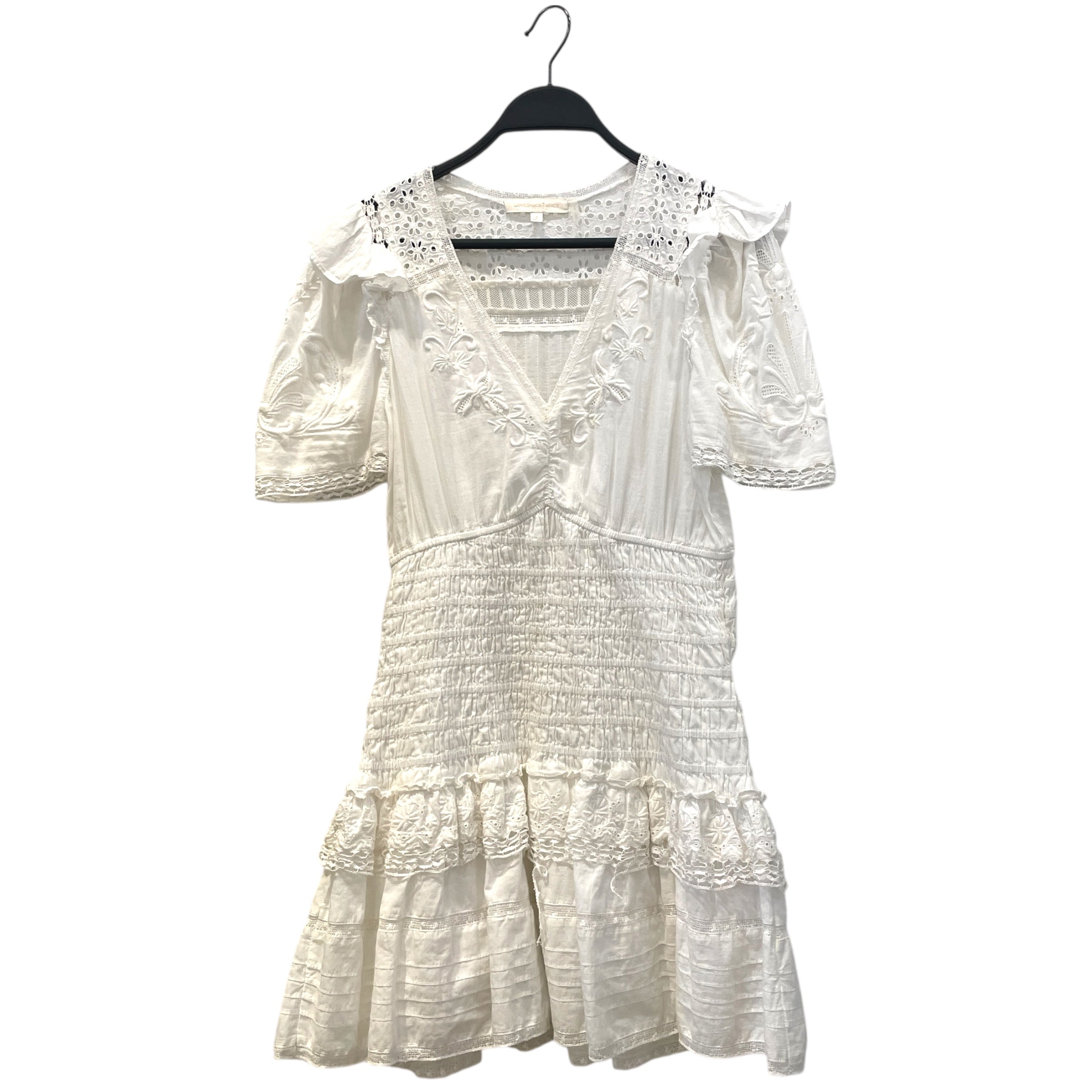 LoveShackFancy/SS Dress/S/Cotton/WHT/eyelet lace, smock bodice view 1