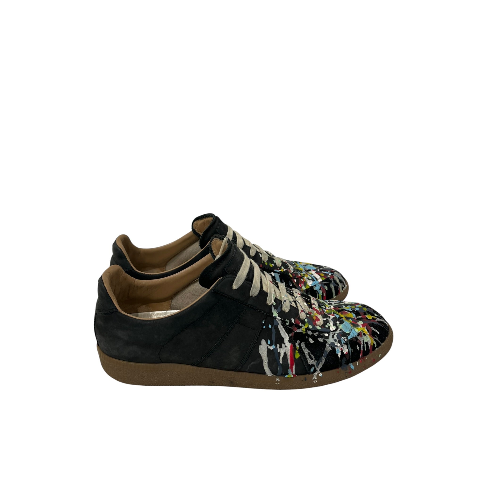 Maison Margiela/Low-Sneakers/EU 44/Leather/BLK/PAINT SPLATTER SUEDE FRONT view 5
