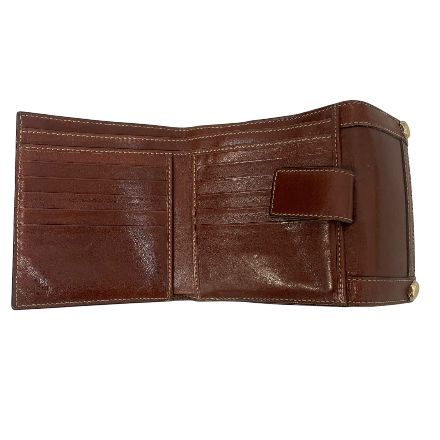 GUCCI/Bifold Wallet/Leather/BRW/SMALL WALLET GOLD DETAIL view 6