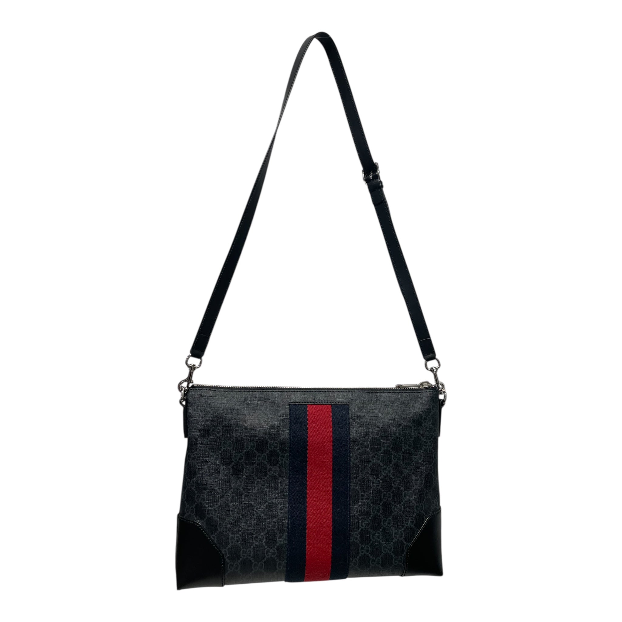 GUCCI/Cross Body Bag/Monogram/Leather/BLK/GG SUPREME SHOULDER view 1
