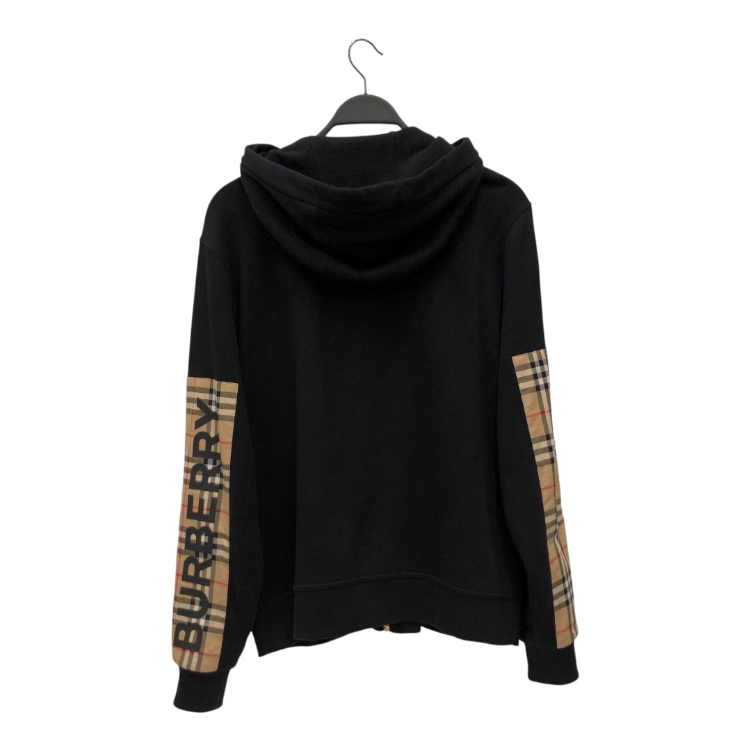 BURBERRY/Zip Up Hoodie/M/Cotton/BLK/Plaid on Sleeve view 2