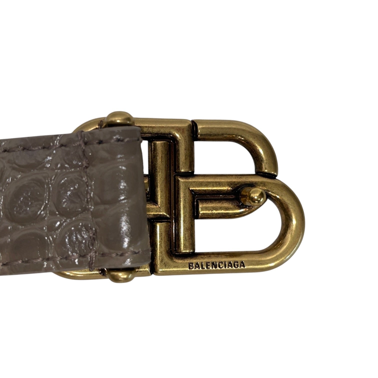 BALENCIAGA/Belt/Leather/BRW/TAUPE GOLD BB BUCKLE CROC view 4