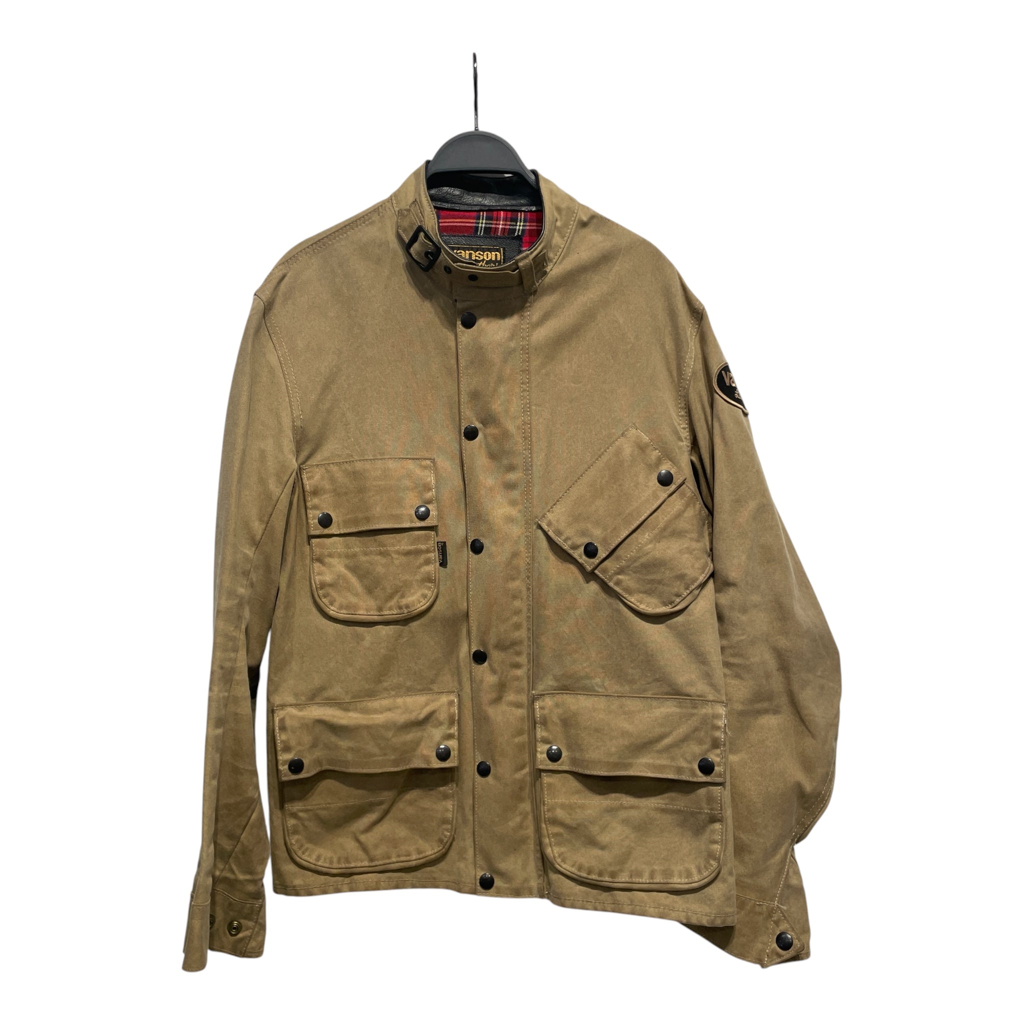 VANSON/Jacket/M/Cotton/BEG/field waxed motorcycle view 1