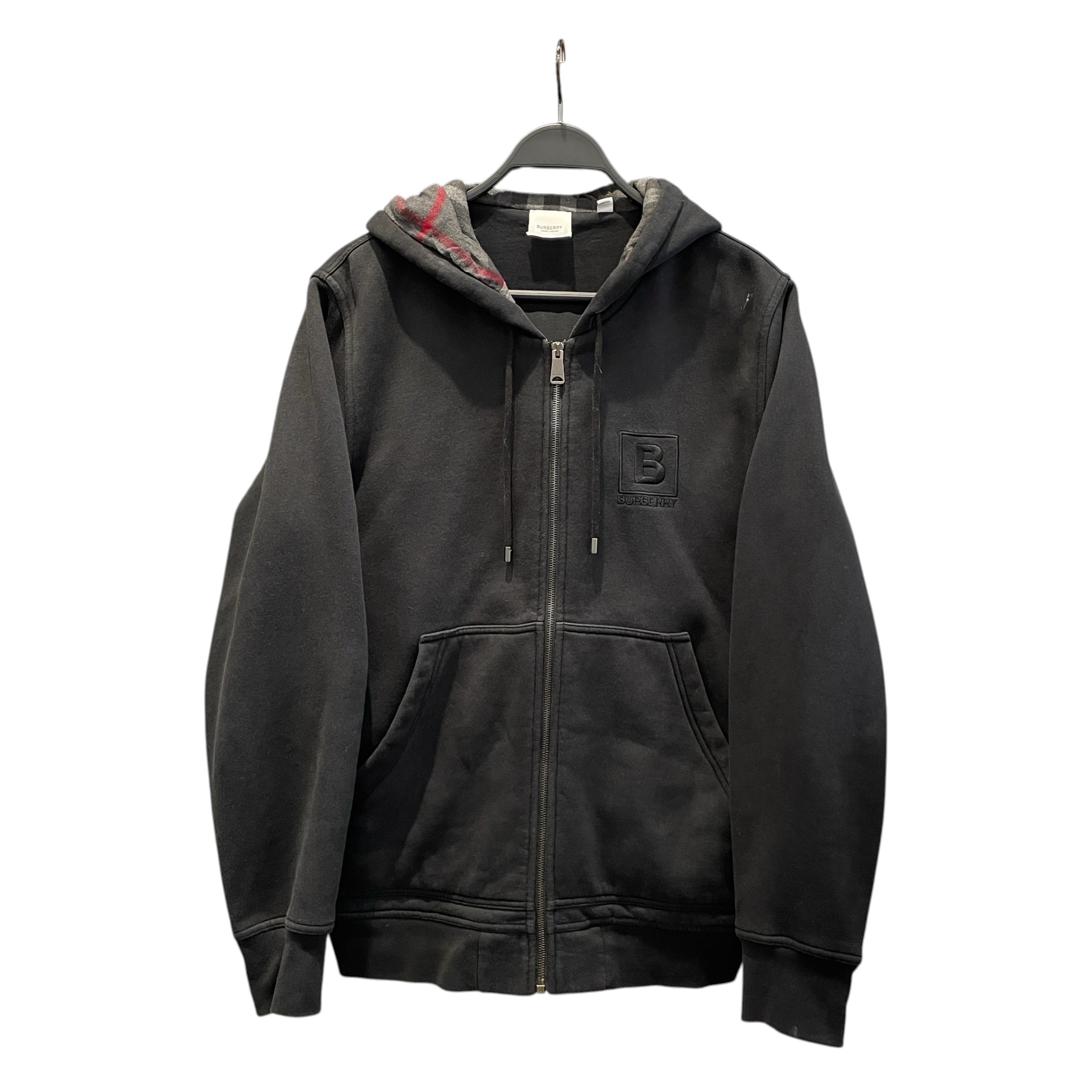 BURBERRY LONDON/Zip Up Hoodie/L/Cotton/BLK/EMBOSSED B view 1