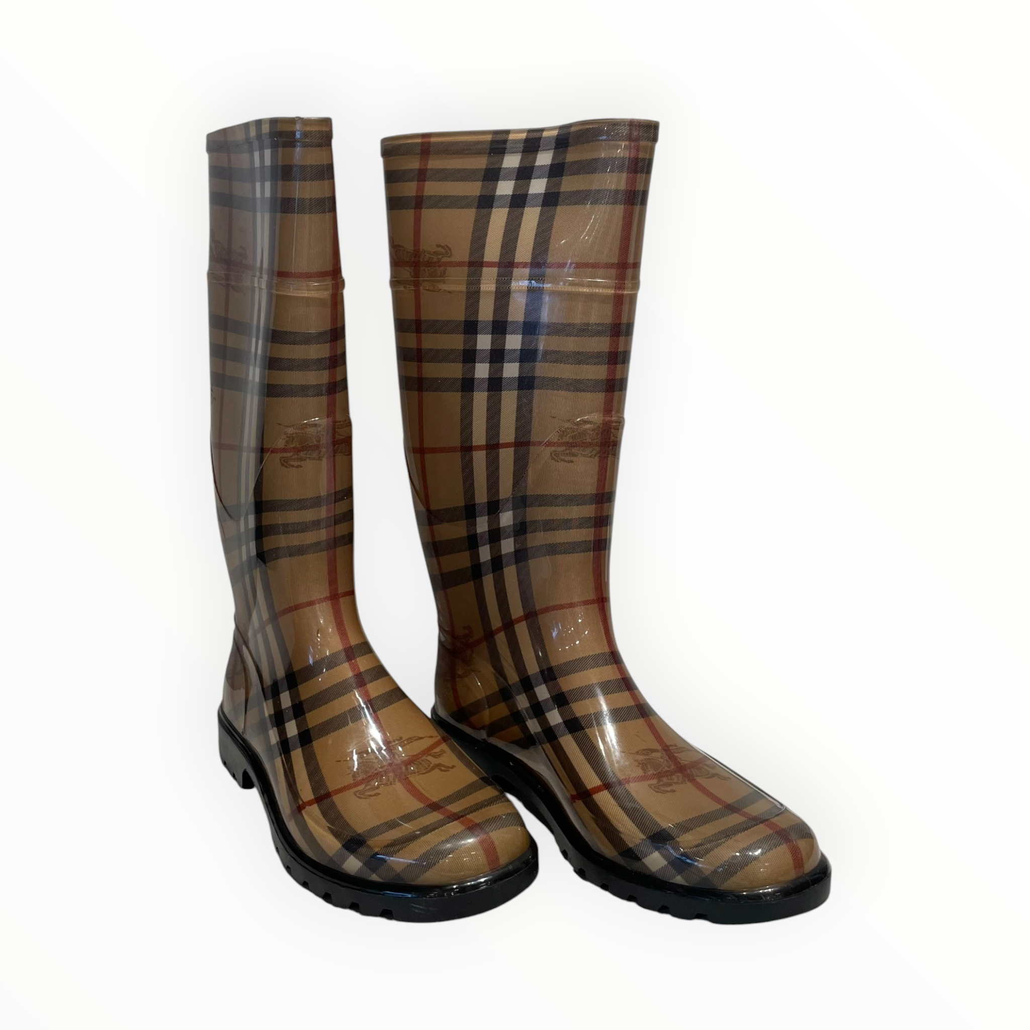 BURBERRY/Rain Boots/US 6/Monogram/BRW/HAYMARKET RUBBER RAIN BOOTS view 1