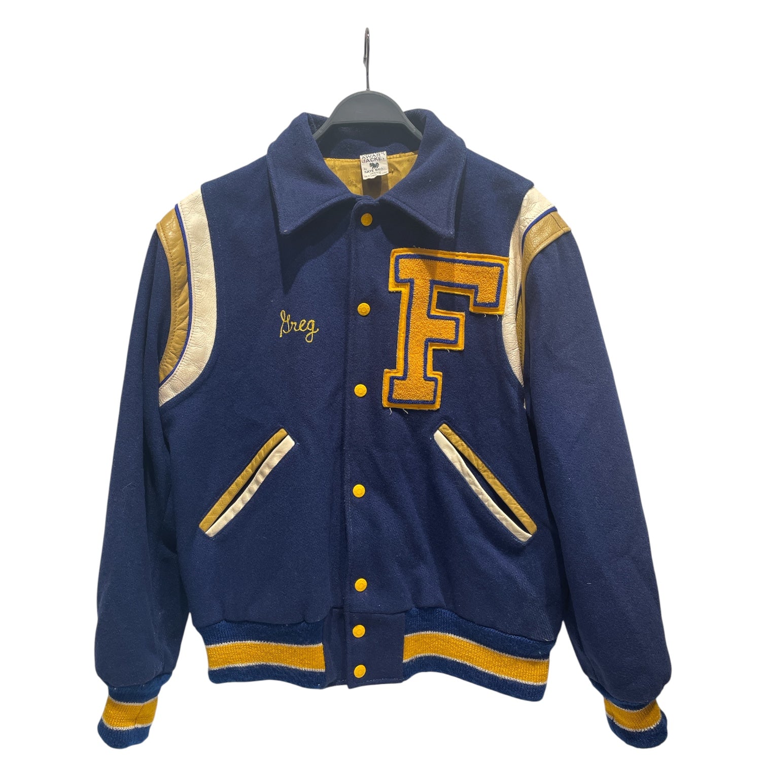 KAYE BROS./Souvenir Jkt/M/Wool/NVY/F letterman view 1