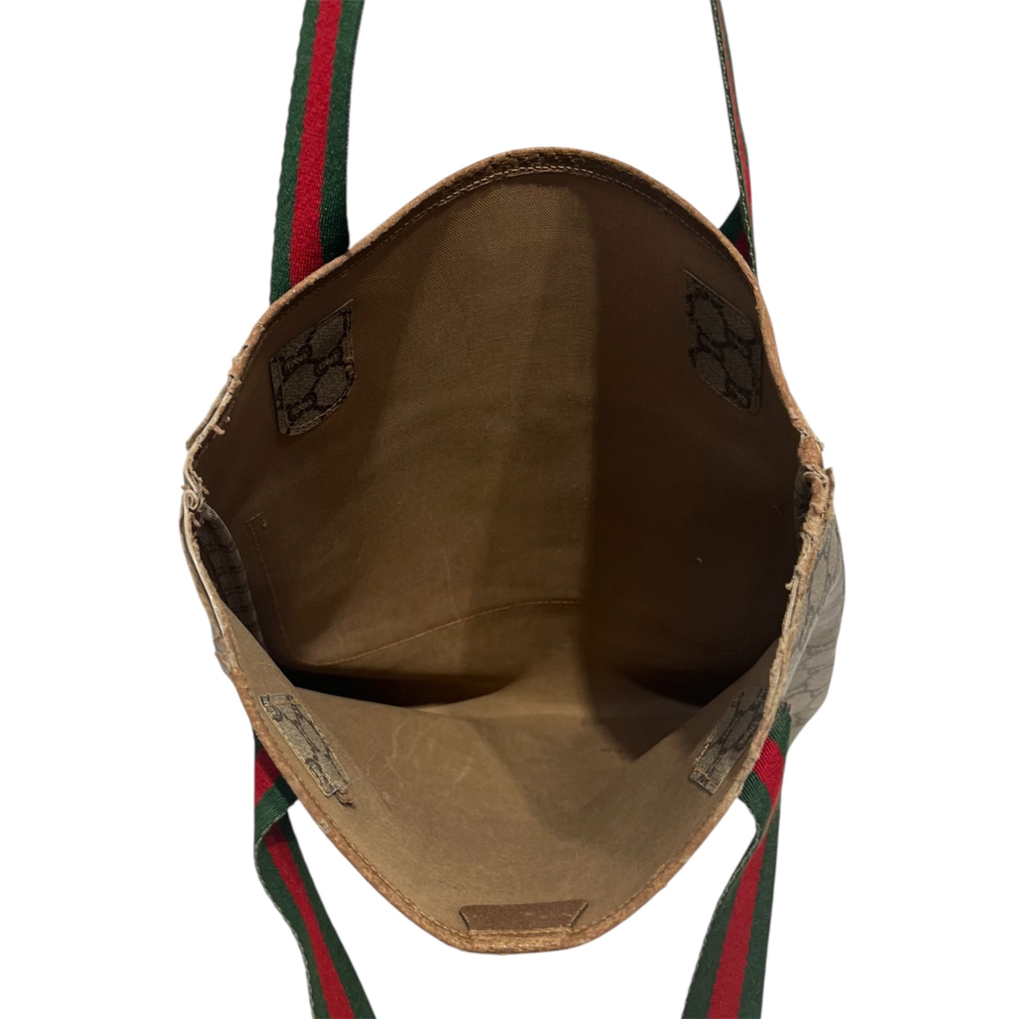 GUCCI PLUS/Hand Bag/Monogram/Leather/KHK/RED & GREEN HANDLES view 3