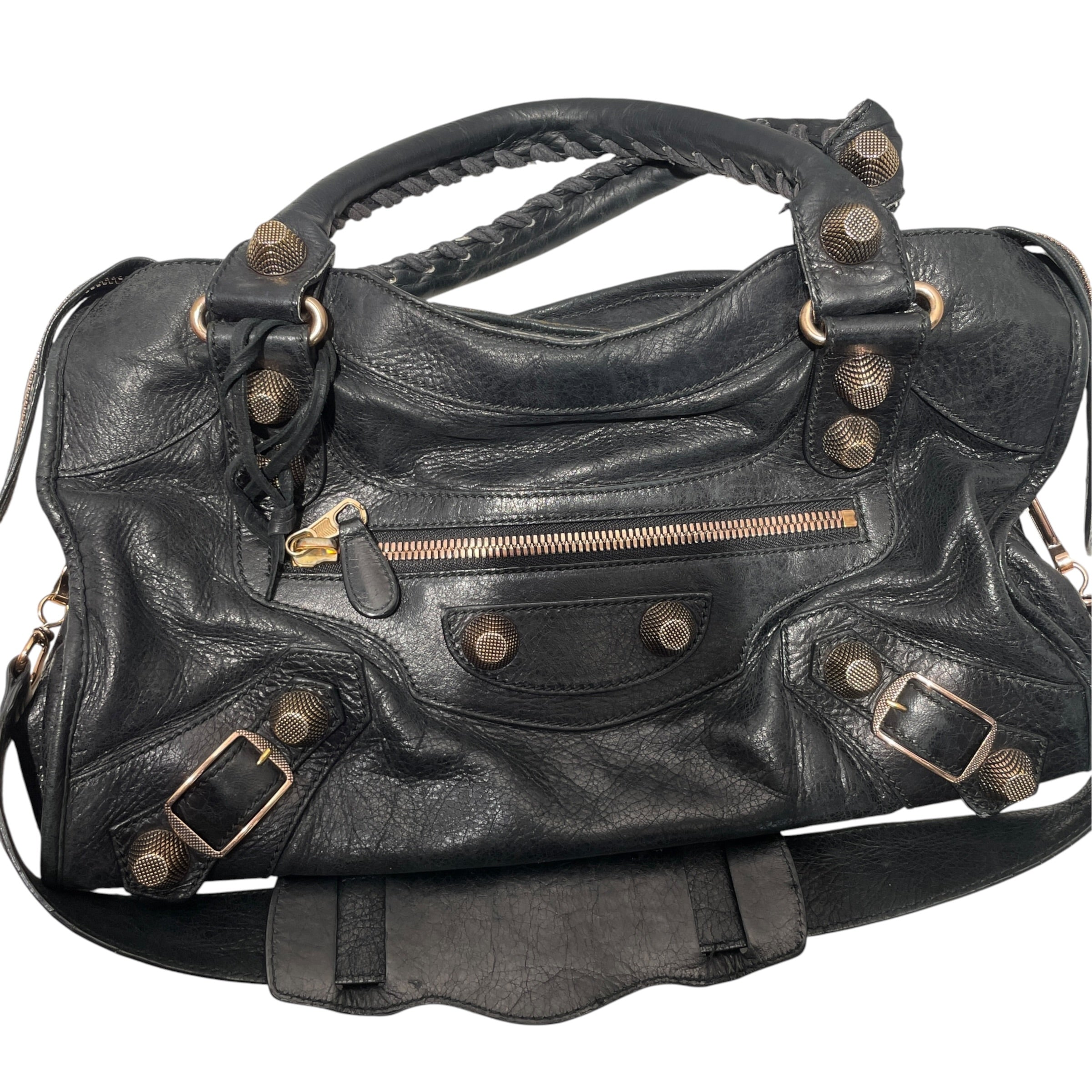 BALENCIAGA/Hand Bag/Leather/BLK/city leather view 6