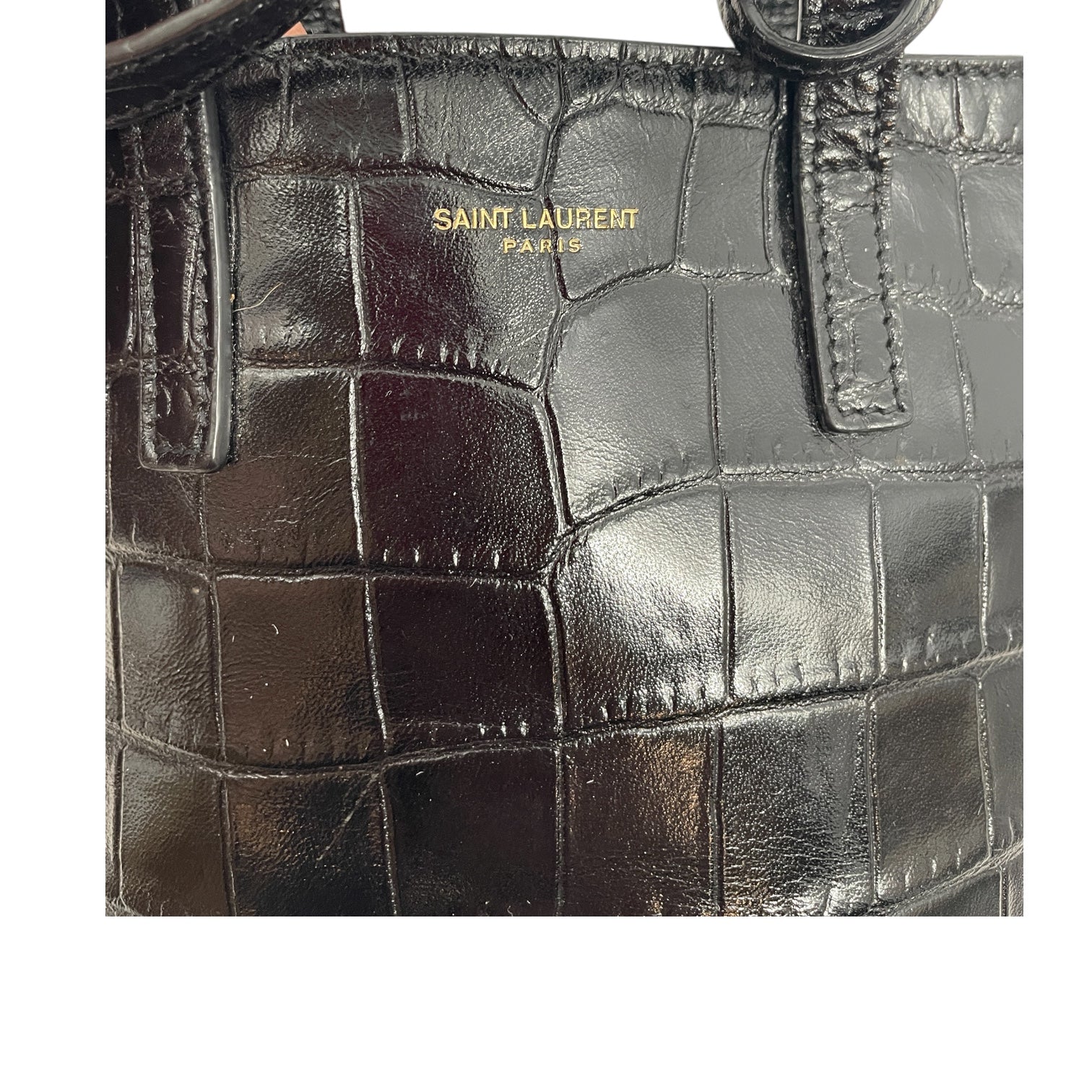 SAINT LAURENT/Cross Body Bag/Animal Pattern/Leather/BLK/CROCODILE MINI SAC DE JOUR view 6