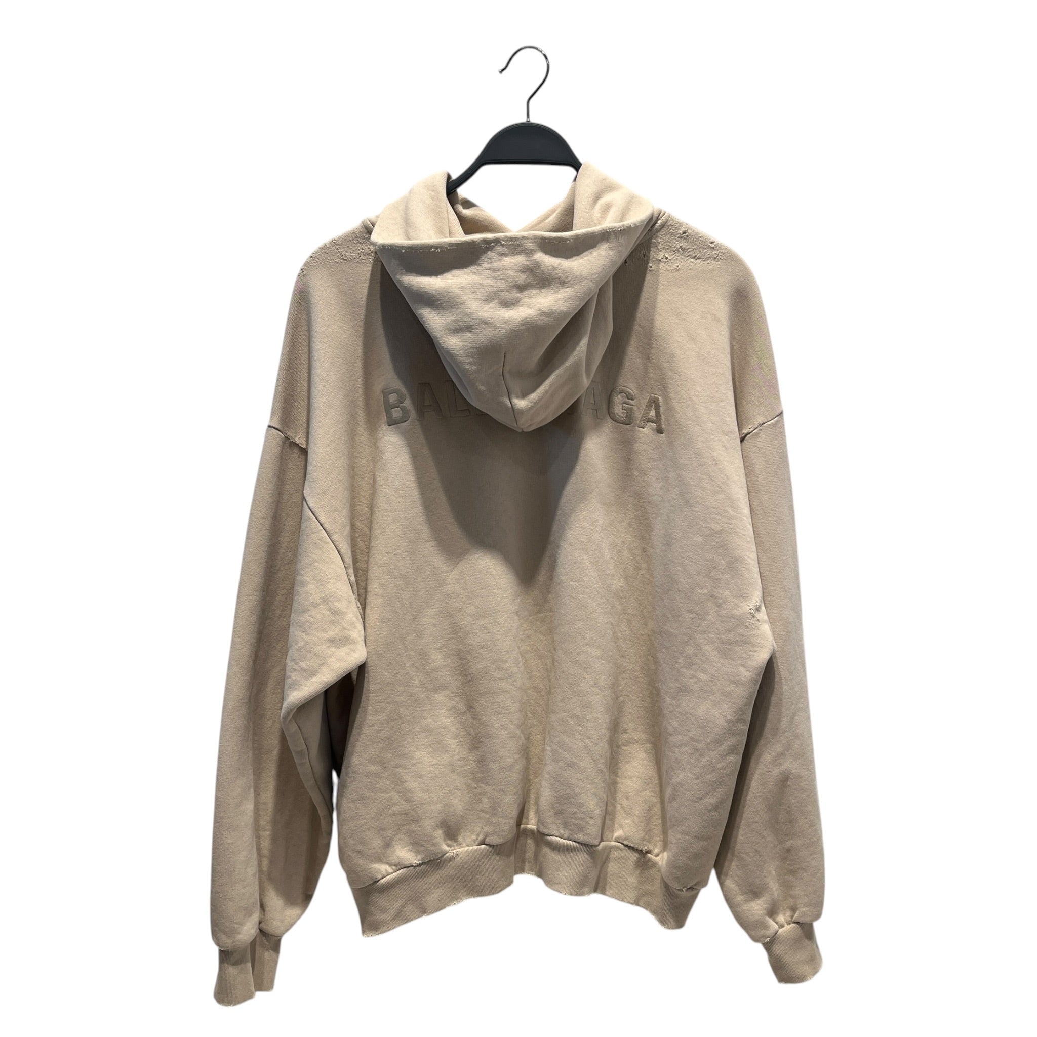 BALENCIAGA/Hoodie/S/Cotton/CRM/DISTRESSED LOGO BACK EMBROID. view 2