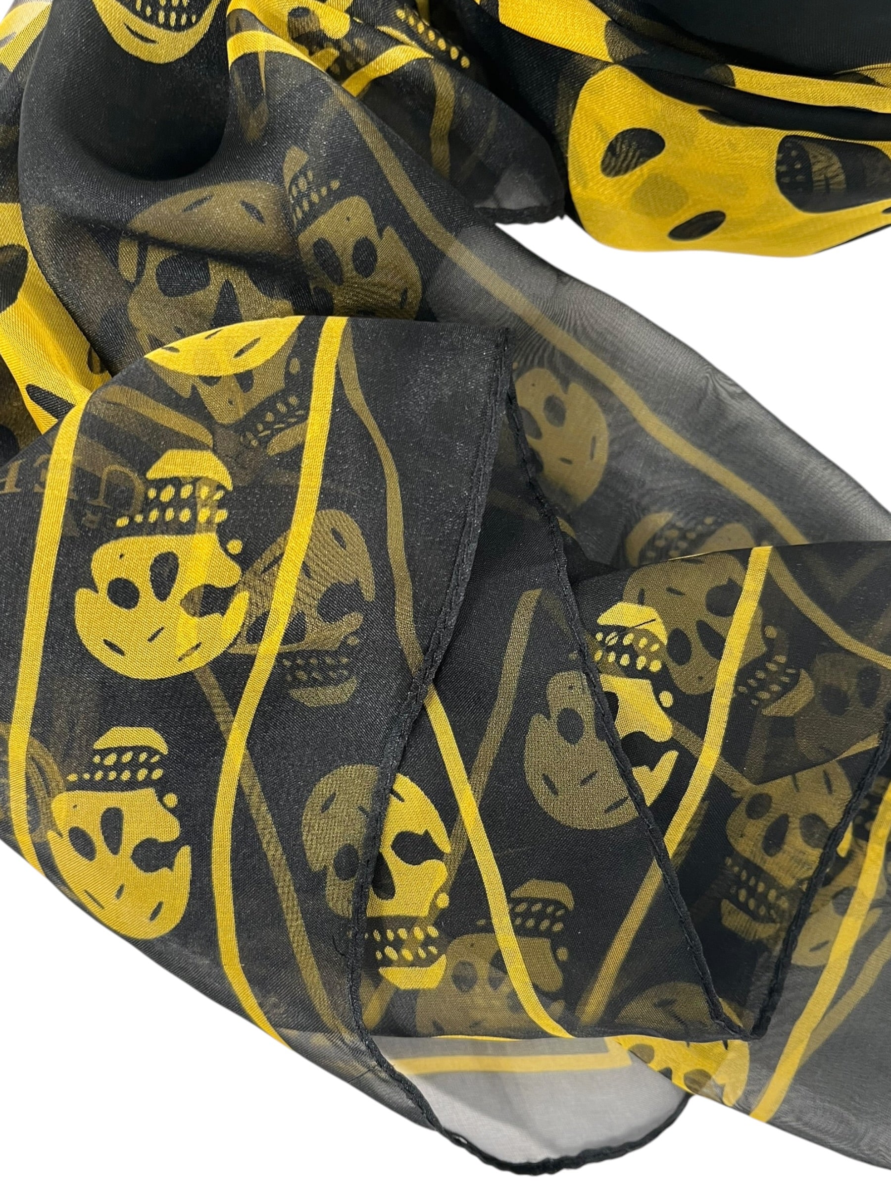 Alexander McQueen/Scarf/All Over Print/Silk/YEL/L's/SKULLS view 2