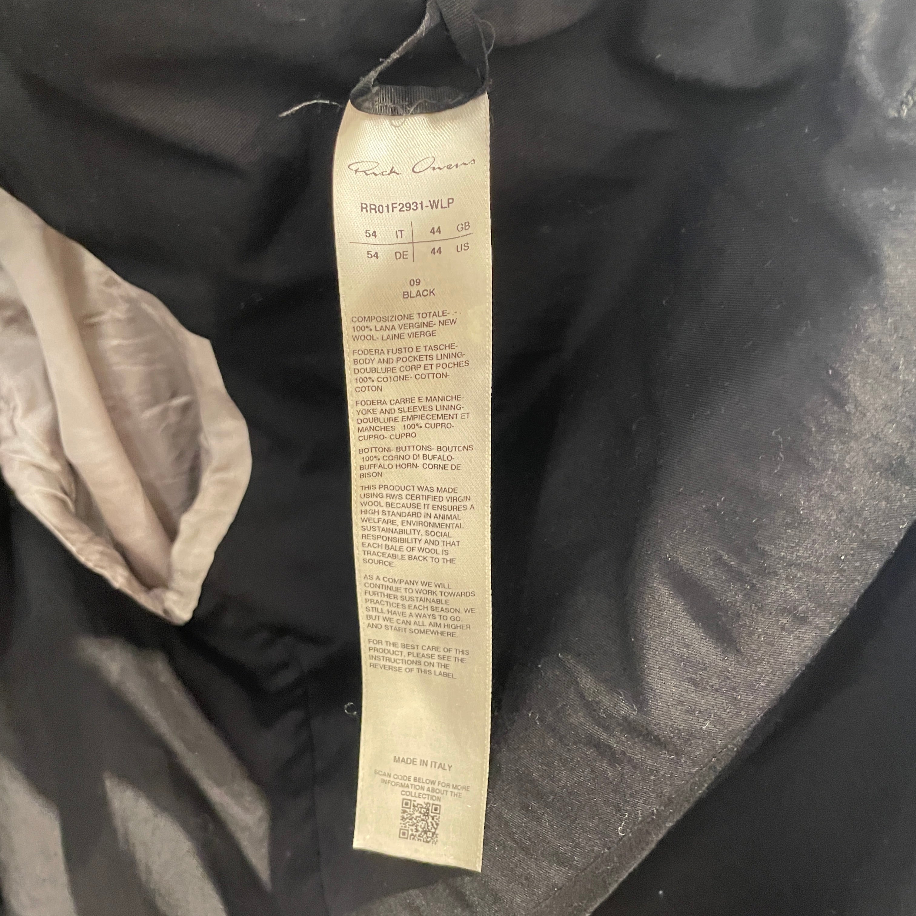 Rick Owens/Trench Coat/44/Wool/BLK/FW21 GETHSEMANE JUMBO TATLIN view 4