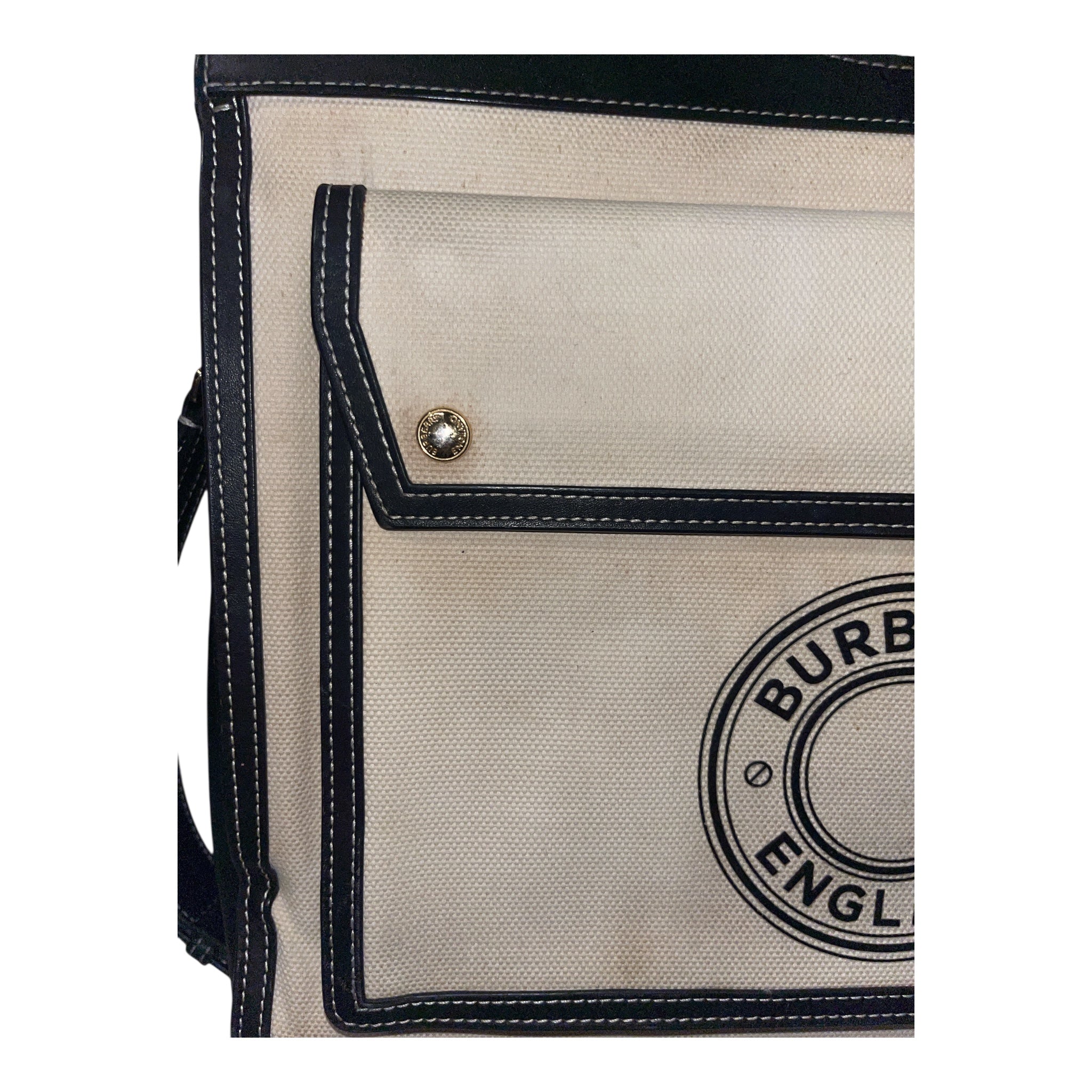 BURBERRY/Tote Bag/Cotton/CRM/LOGO CANVAS POCKET NAVY view 7