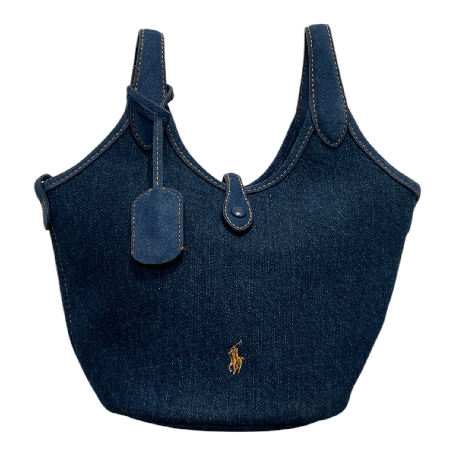 POLO RALPH LAUREN/Hand Bag/Denim/NVY/SUEDE DOUBLE HANDLE view 1