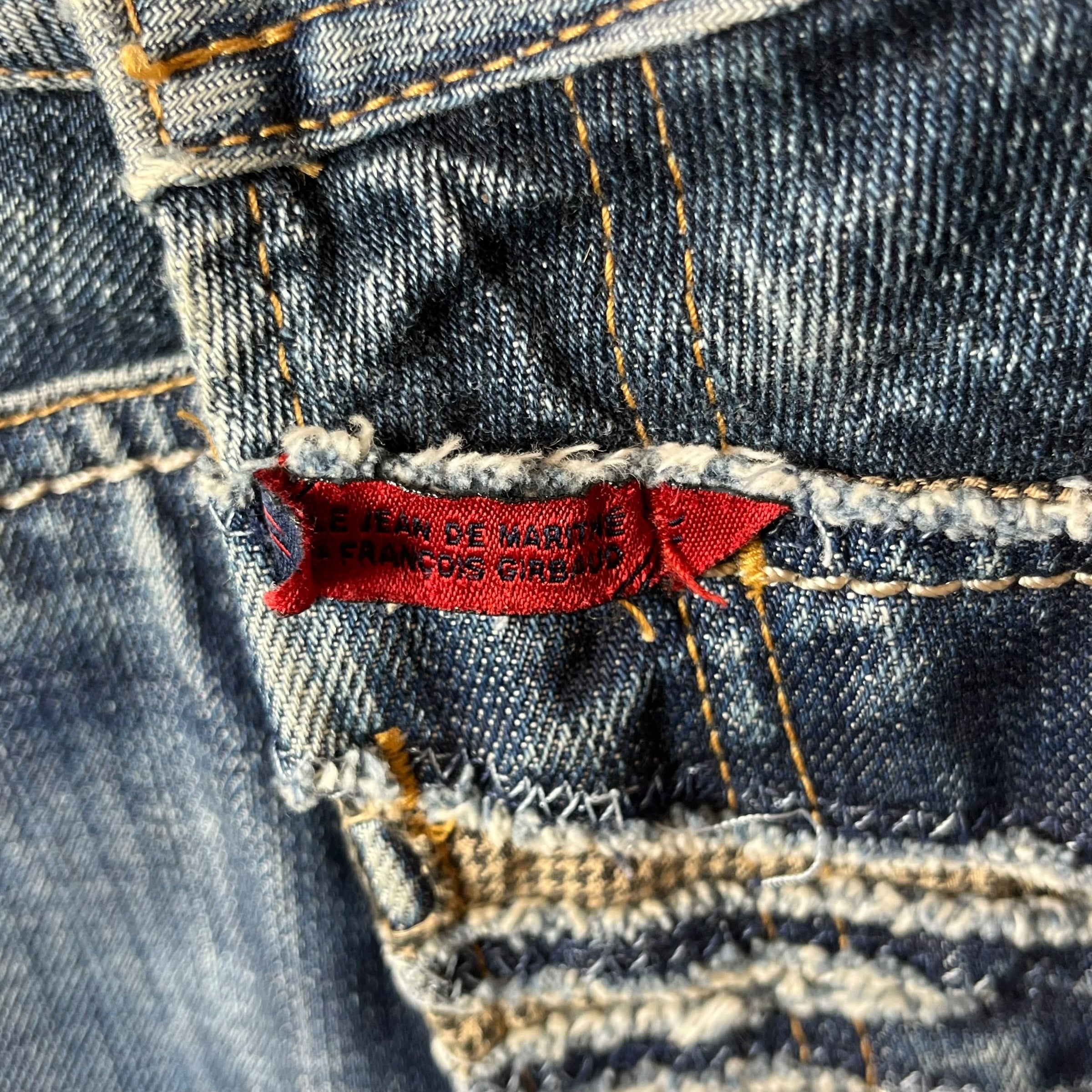 MARITHE FRANCOIS GIRBAUD/Straight Pants/L/Denim/BLU/FADED/DISTRESSED + BACK STAMP view 3