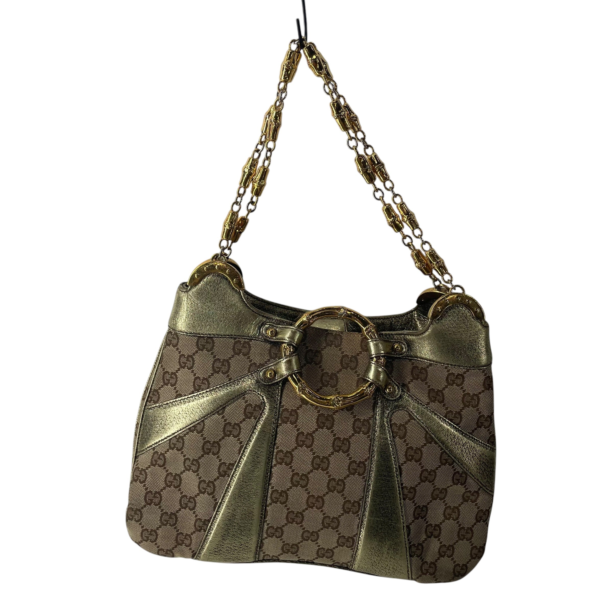 GUCCI/Bag/Monogram/Cotton/GLD/GUCCI BAMBOO RING SHOULDER BAG view 1