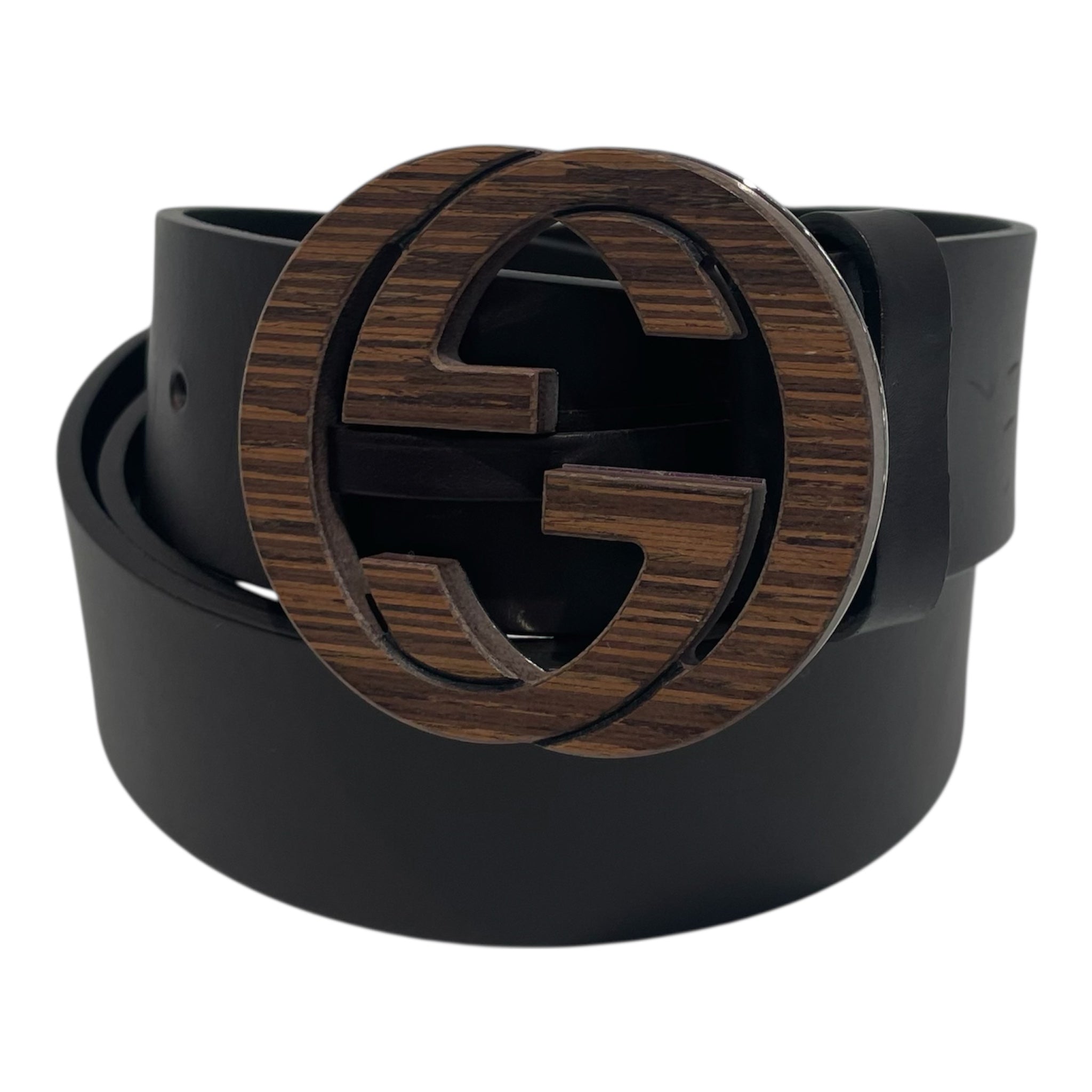 GUCCI/Belt/L/XL/Leather/BRW/Wooden GG Buckle view 1