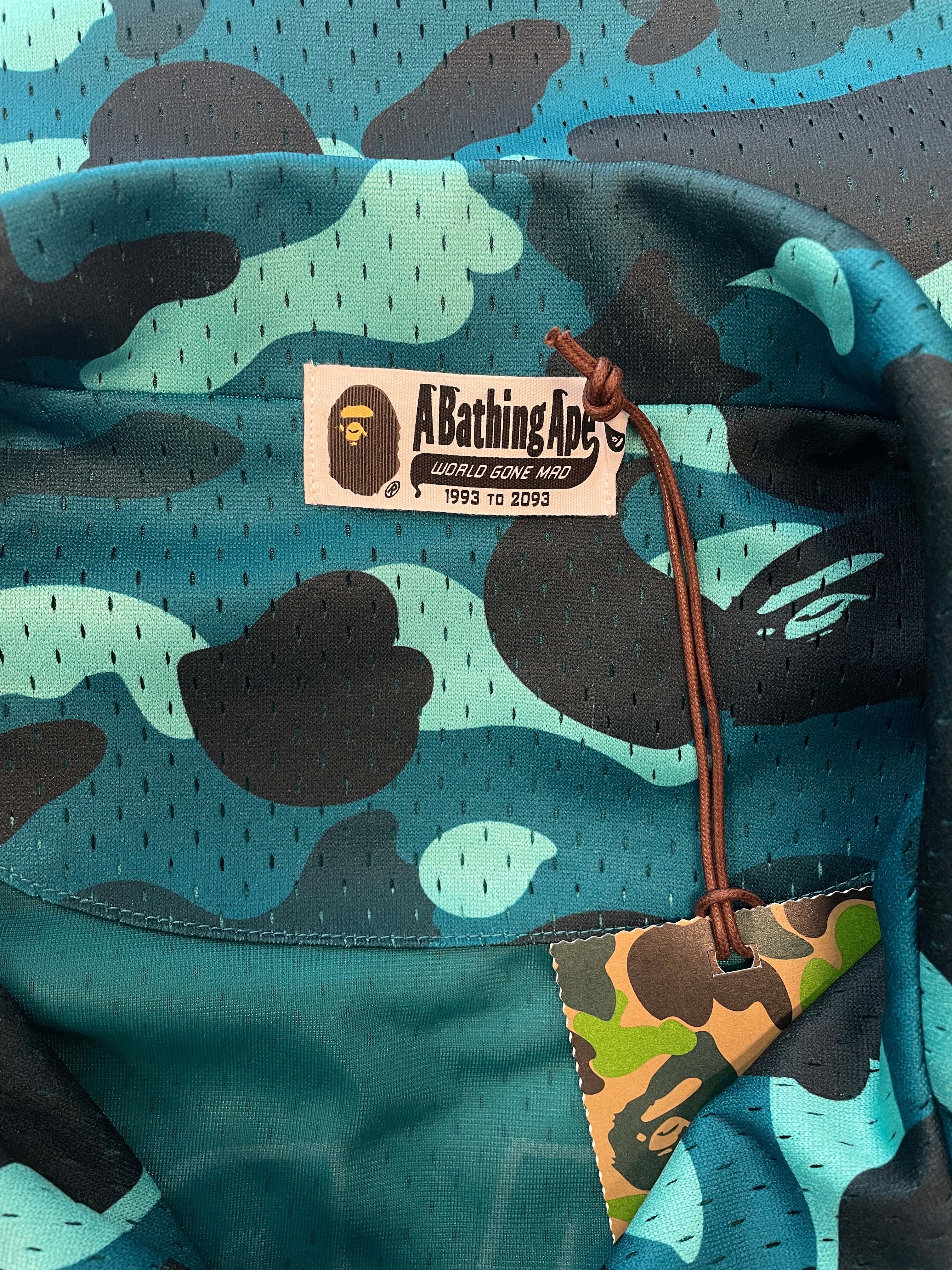 A BATHING APE/3|4S Shirt/XL/POLYESTER/BLU/BAPE BASEBALL CAMO JERSEY view 5