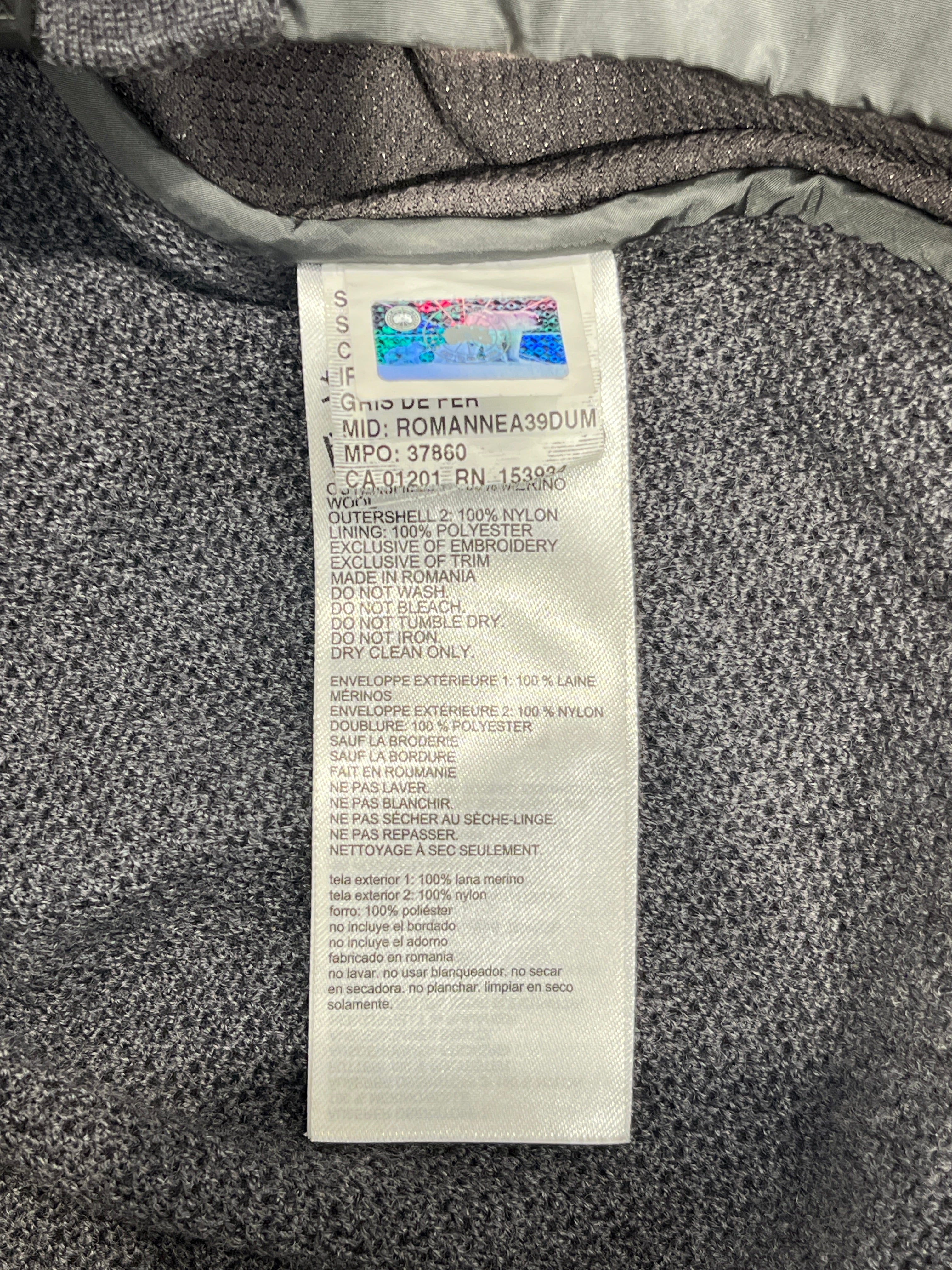 CANADA GOOSE/Jacket/L/GRY/Wool/Nylon zip view 4