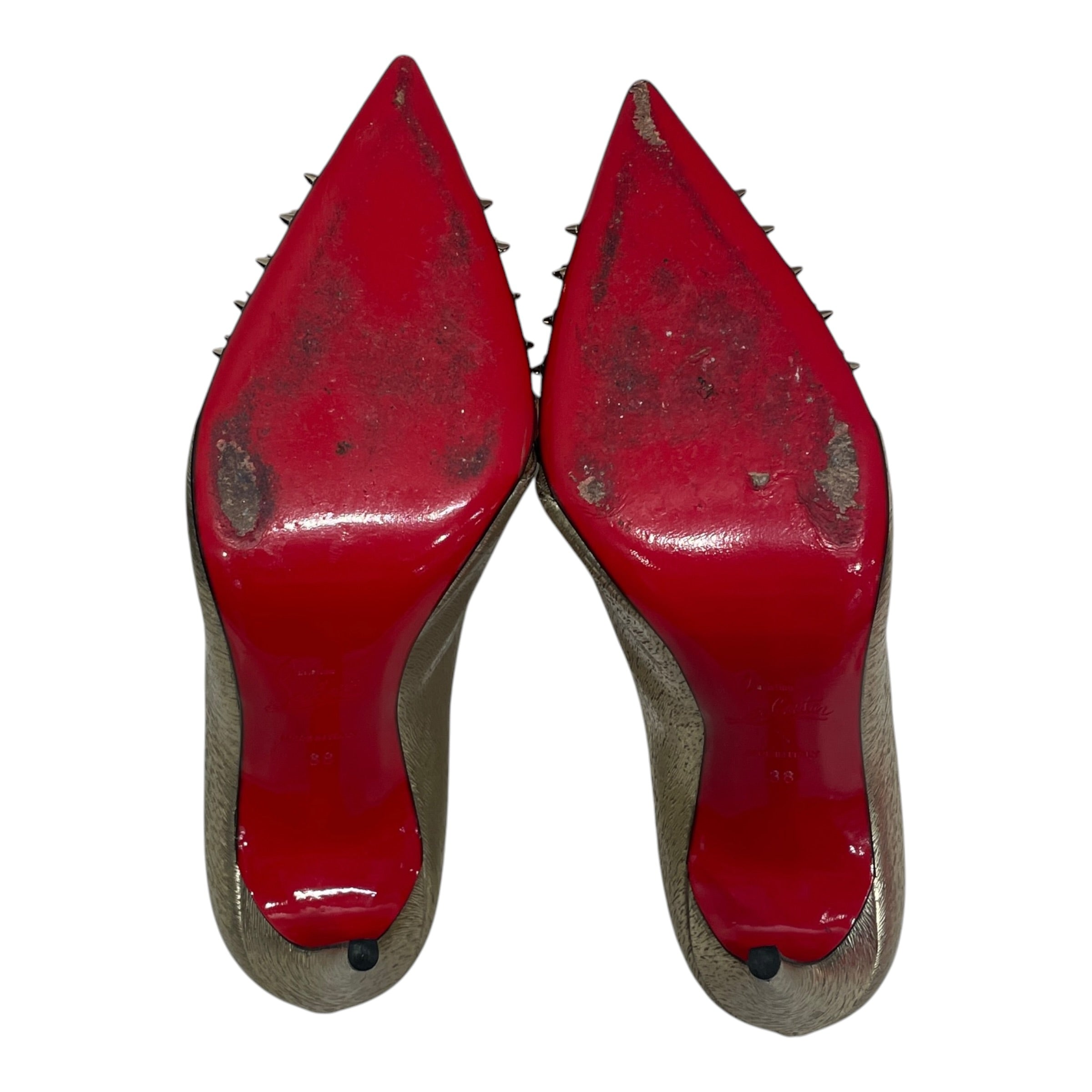 Christian Louboutin/Heels/EU 38/Leather/GLD/TUDDED/MESH TOE view 5